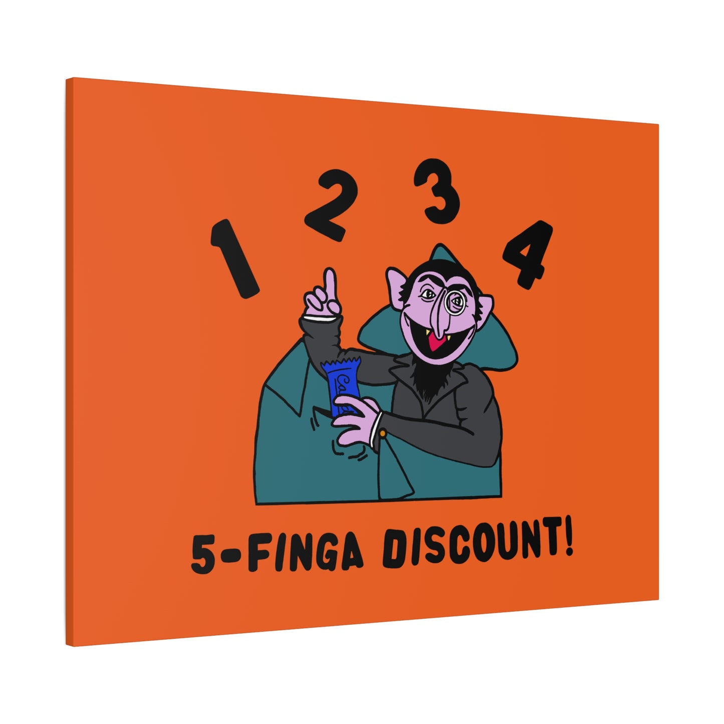 Five Finger Discount Canvas Print Orange - Sesame Street The Count Parody Art Print