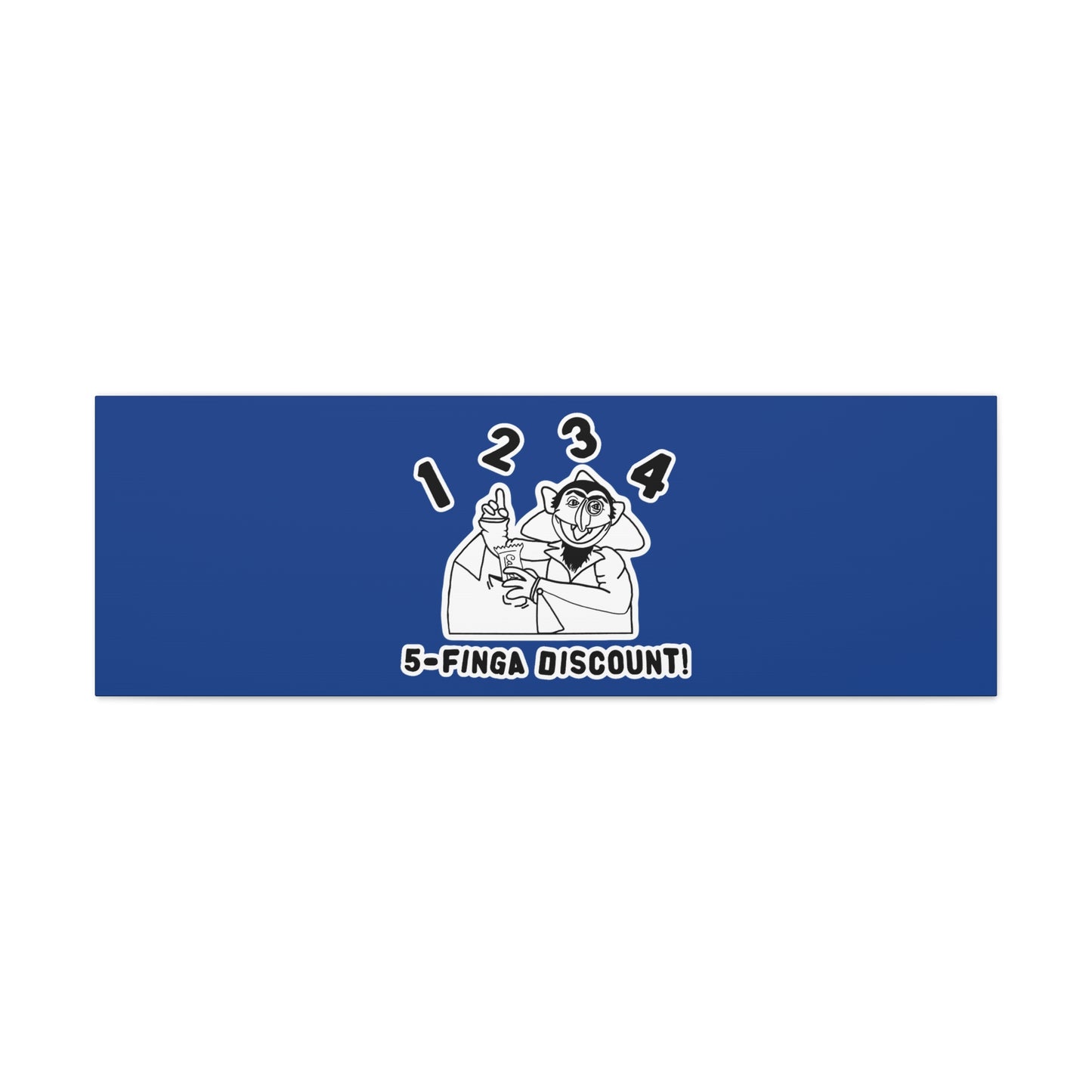 Five Finger Discount Outline Canvas Print Dark Blue - Sesame Street The Count Parody Art Print