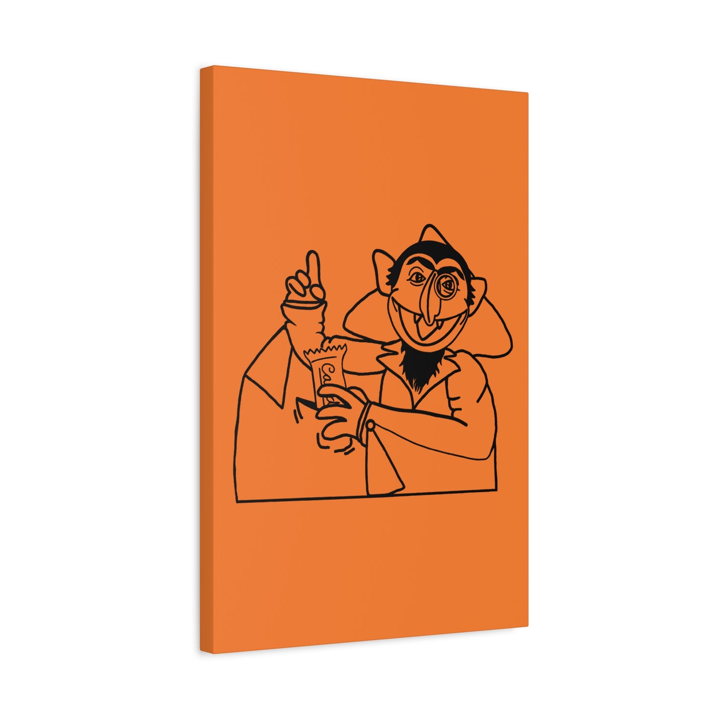 The Count Stealing Candy Outline Canvas Print Light Orange - Sesame Street The Count Parody Art
