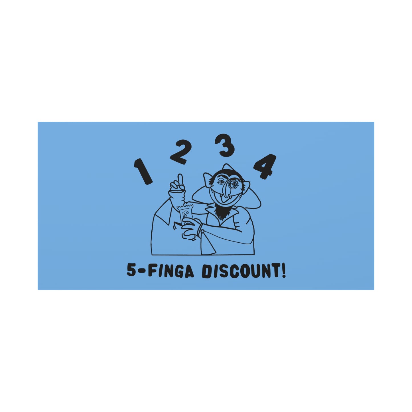 Five Finger Discount Outline Canvas Print Light Blue - Sesame Street The Count Parody Art Print