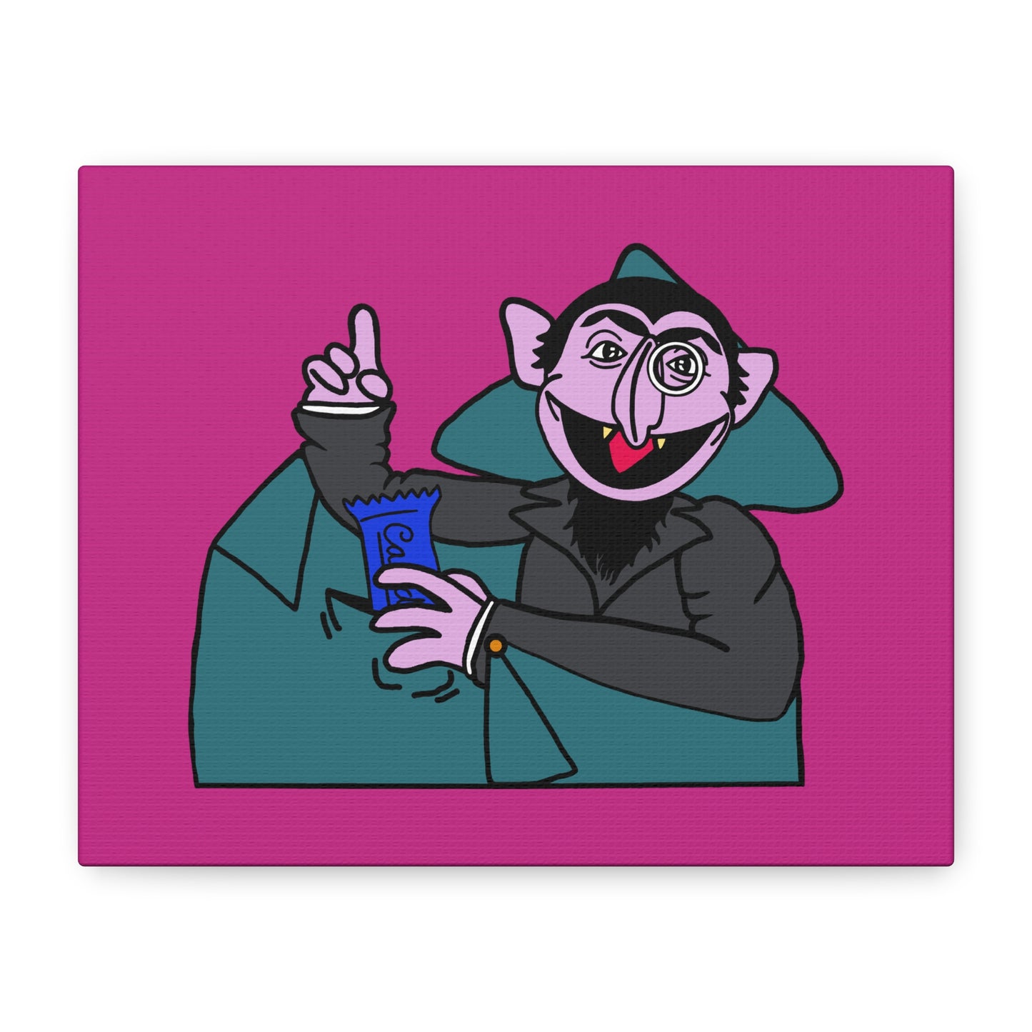 The Count Stealing Candy Canvas Print Pink - Sesame Street The Count Parody Art