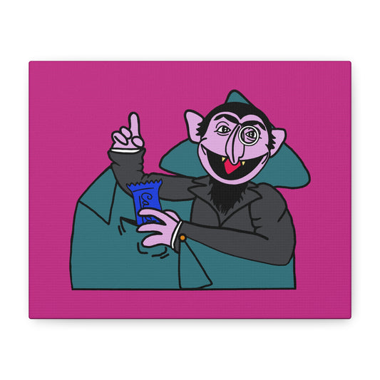 The Count Stealing Candy Canvas Print Pink - Sesame Street The Count Parody Art