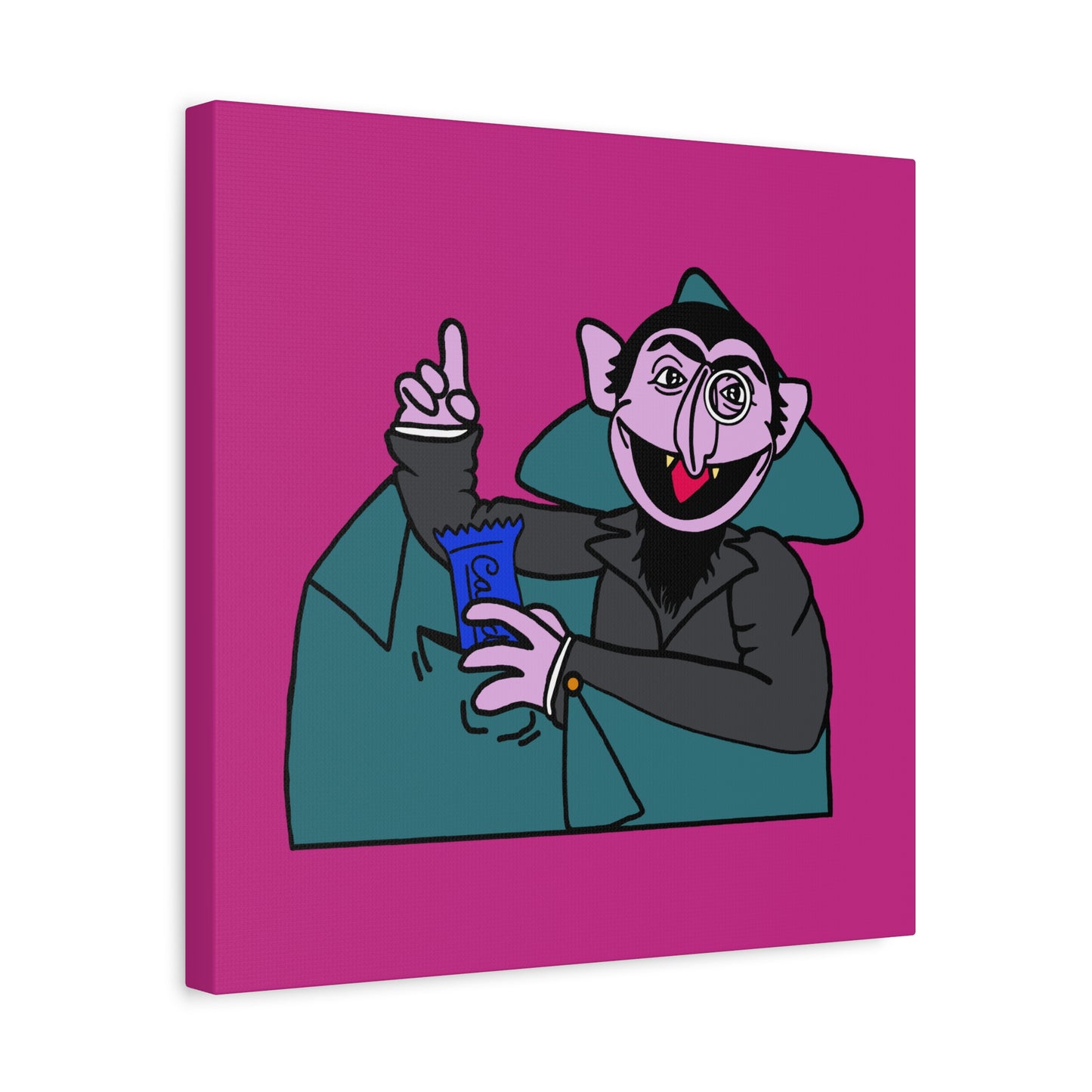 The Count Stealing Candy Canvas Print Pink - Sesame Street The Count Parody Art