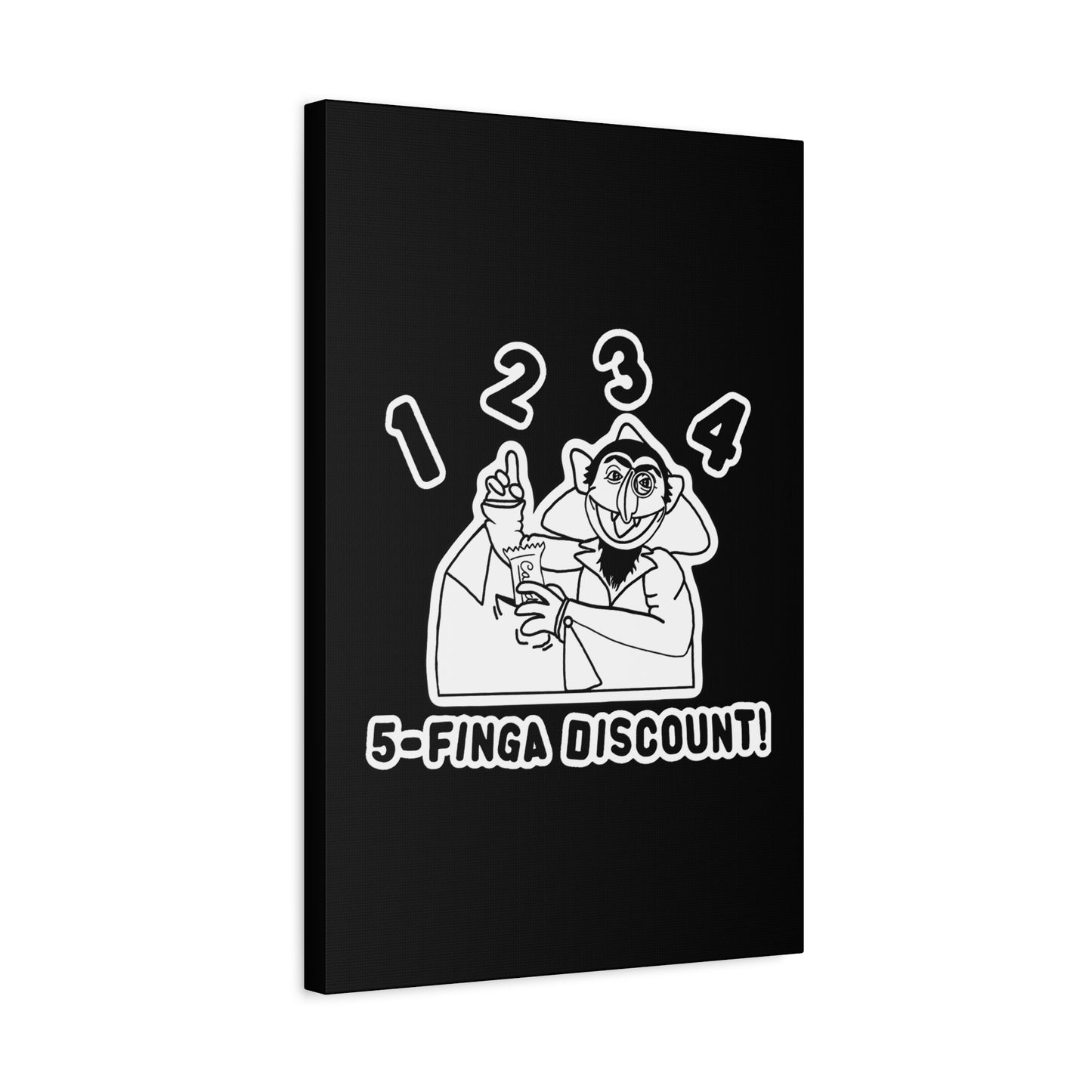 Five Finger Discount Outline Canvas Print Black - Sesame Street The Count Parody Art Print
