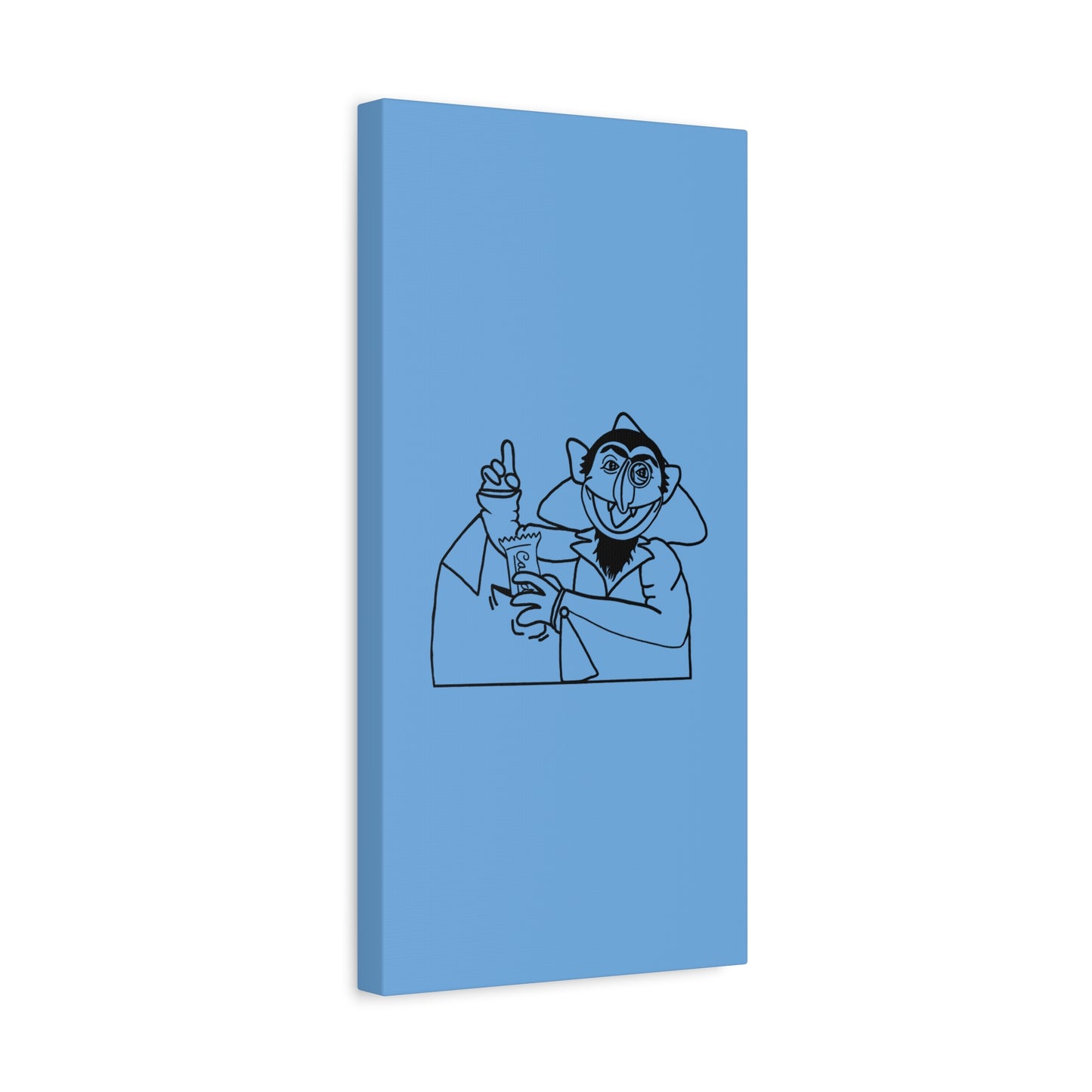 The Count Stealing Candy Outline Canvas Print Light Blue - Sesame Street The Count Parody Art