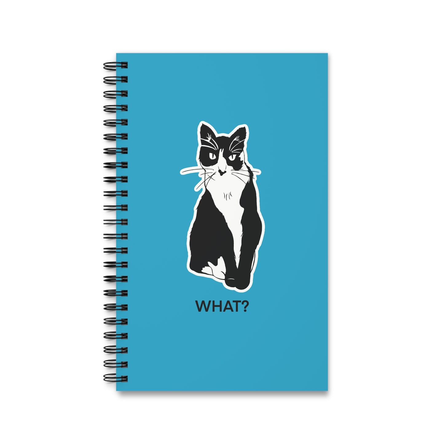 Cattitude Notebook in Turquoise (Sticker Style Cat with Black Writing) - Cat Spiral Notebook