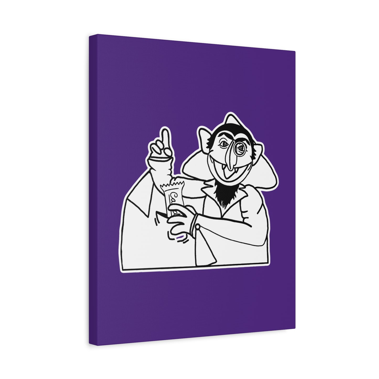 The Count Stealing Candy Outline Canvas Print Purple - Sesame Street The Count Parody Art