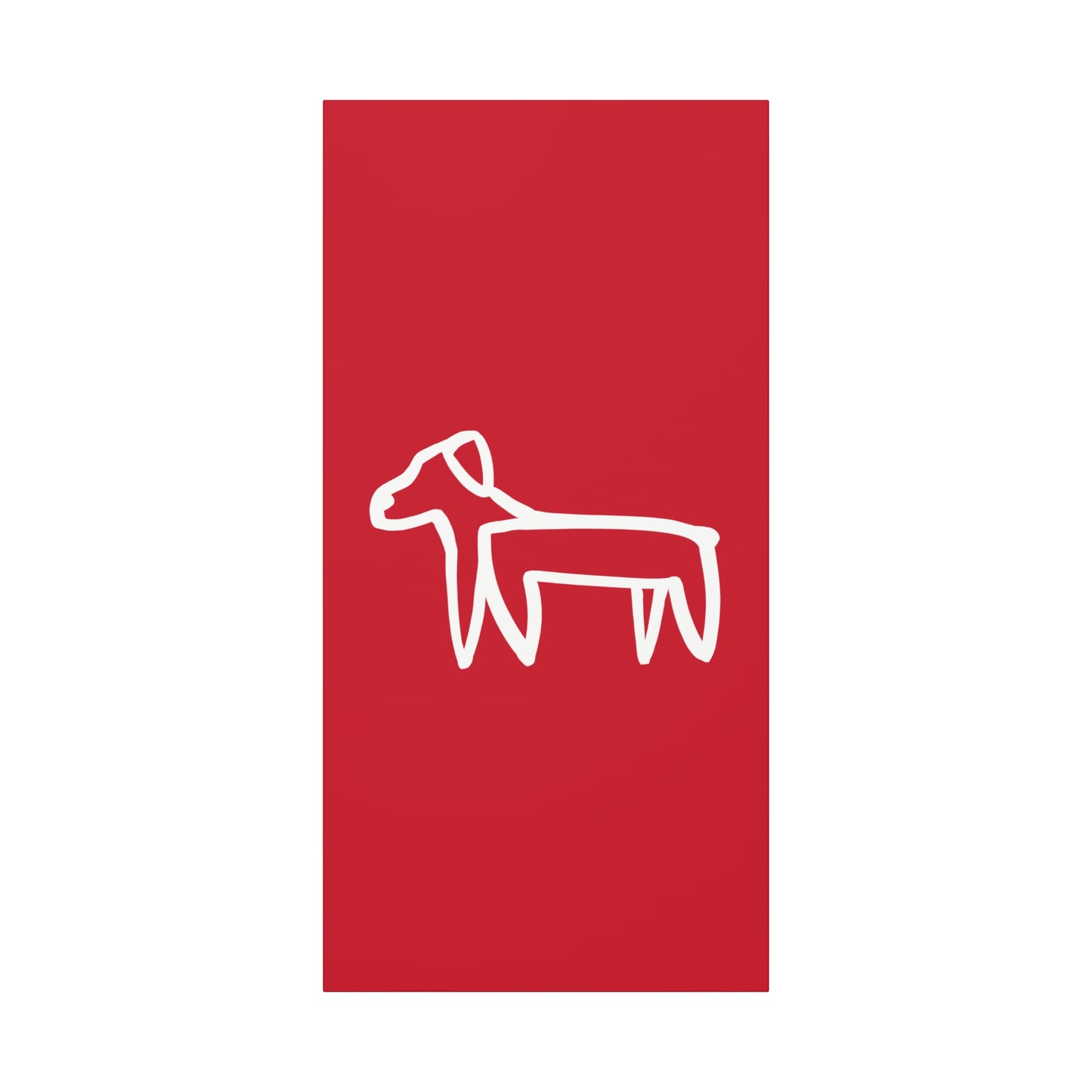 Dog Canvas Print on Red (Transparent Style White Dog) - Dog Art Print