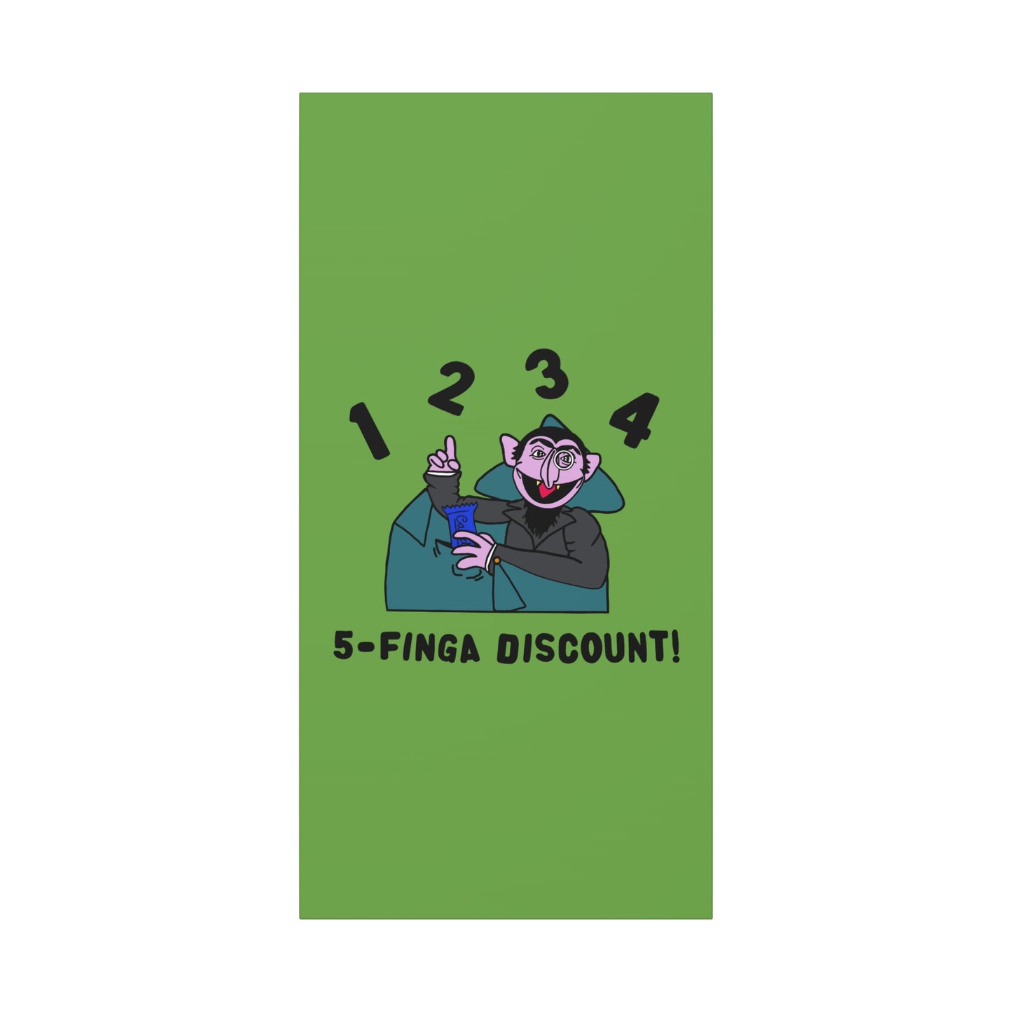 Five Finger Discount Canvas Print Green - Sesame Street The Count Parody Art Print