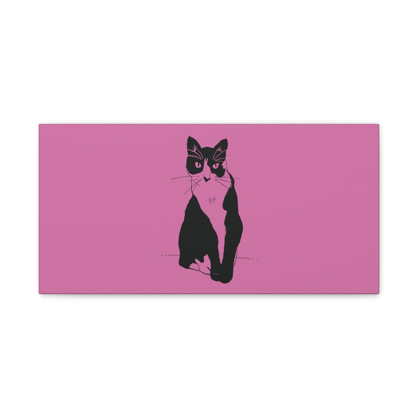 Cat Canvas Print on Pink (Transparent Style Cat) - Cat Drawing Art