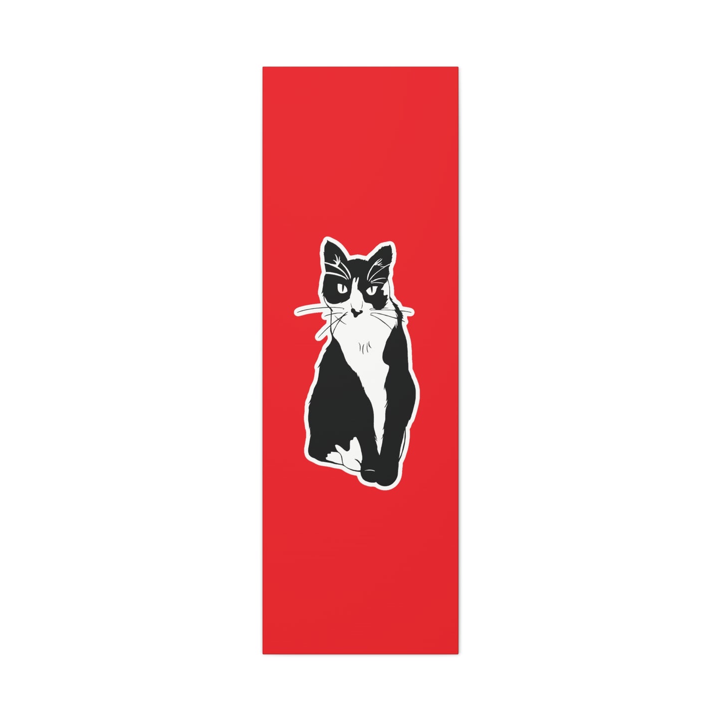 Cat Canvas Print on Red (Sticker Style Cat) - Cat Drawing Art