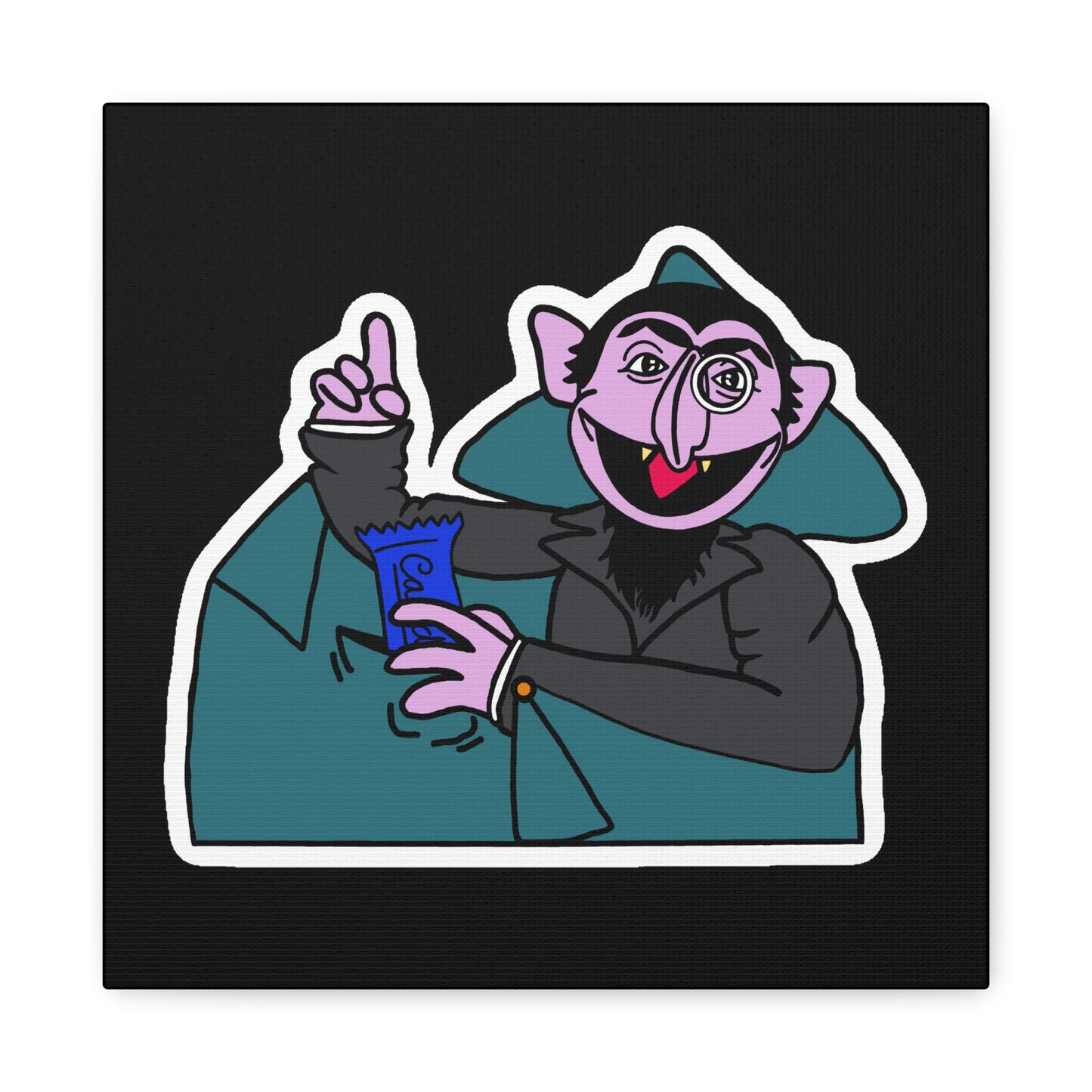 The Count Stealing Candy Canvas Print Black - Sesame Street The Count Parody Art