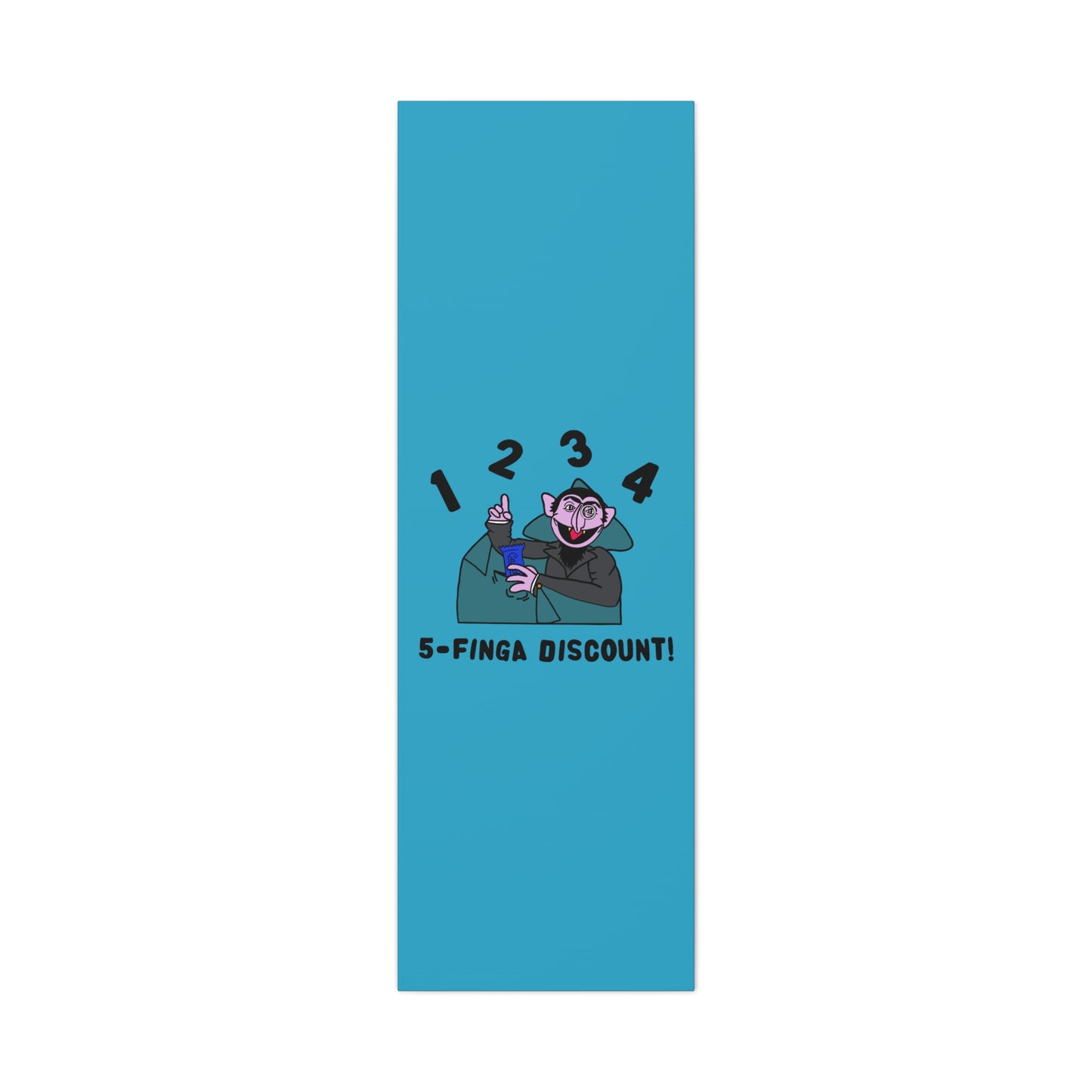 Five Finger Discount Canvas Print Turquoise - Sesame Street The Count Parody Art Print