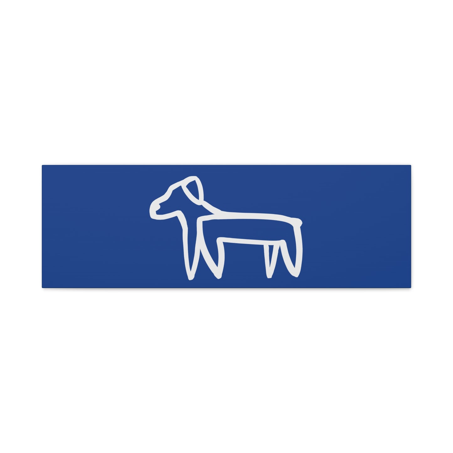 Dog Canvas Print on Blue (Transparent Style White Dog) - Dog Art Print