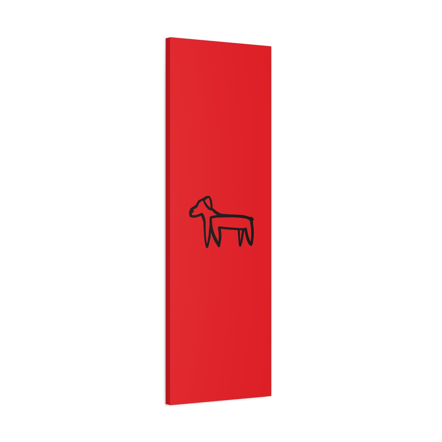 Dog Canvas Print on Red (Transparent Style Black Dog) - Dog Drawing Canvas