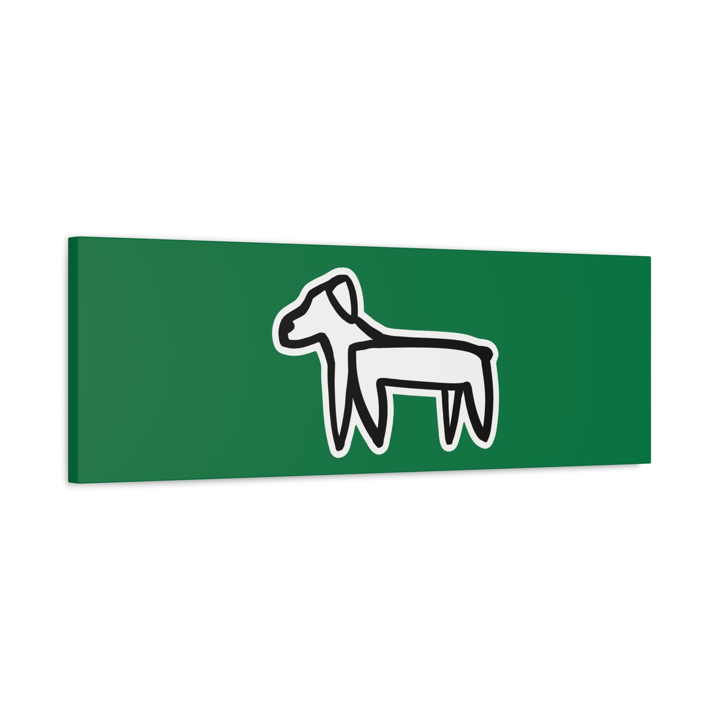 Dog Canvas Print on Green (Sticker Style White Dog) - Dog Art Print