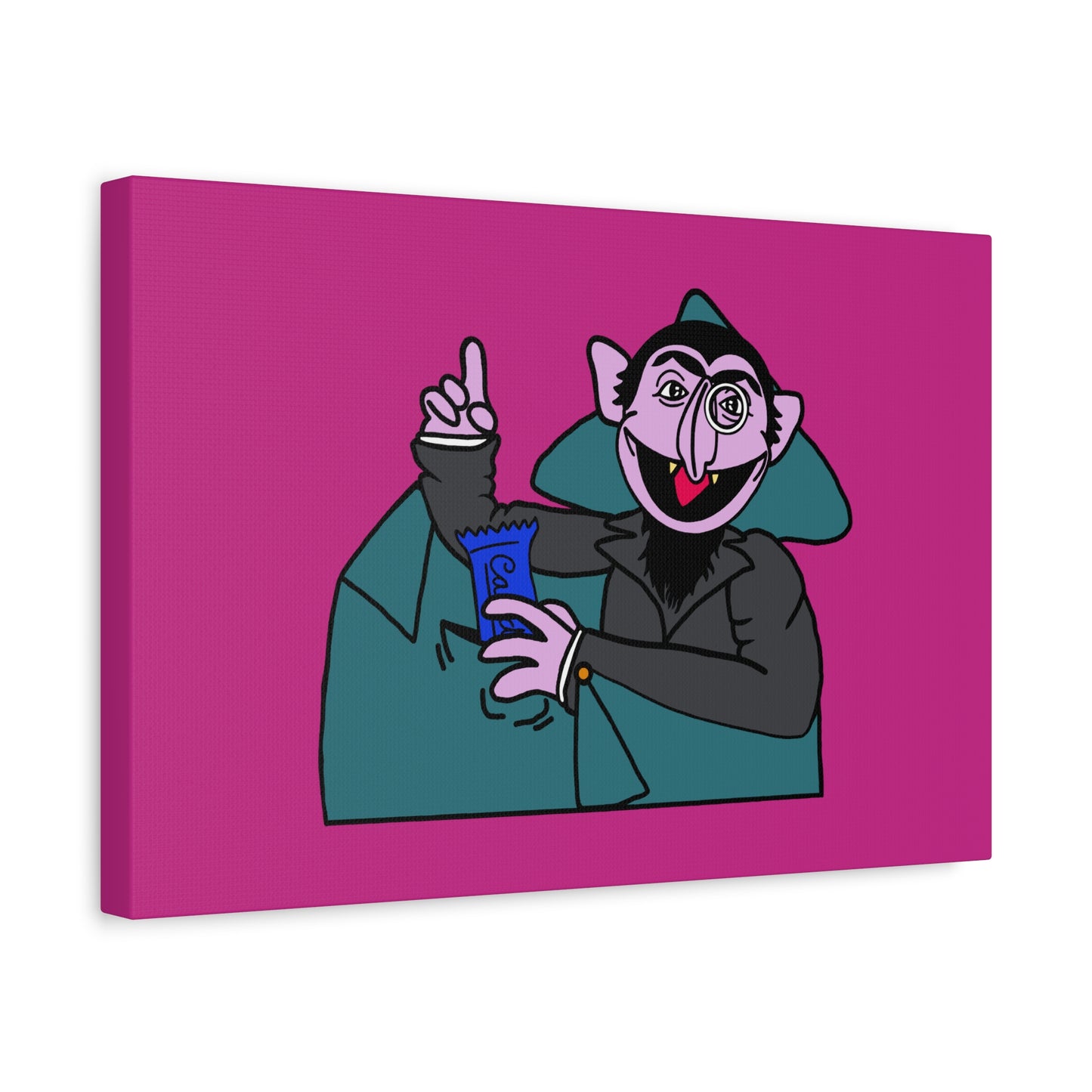 The Count Stealing Candy Canvas Print Pink - Sesame Street The Count Parody Art