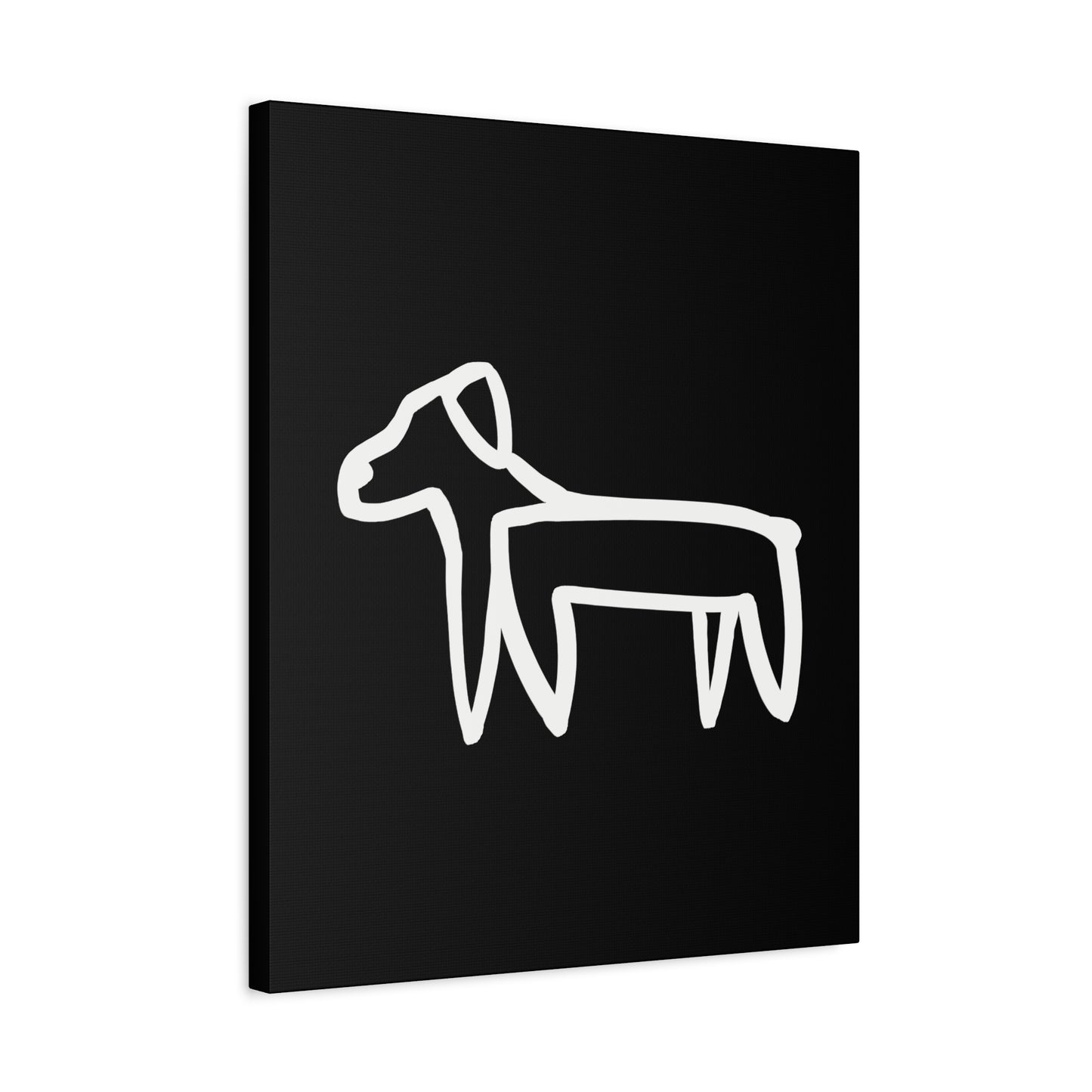 Dog Canvas Print on Black (Transparent Style White Dog) - Dog Art Print