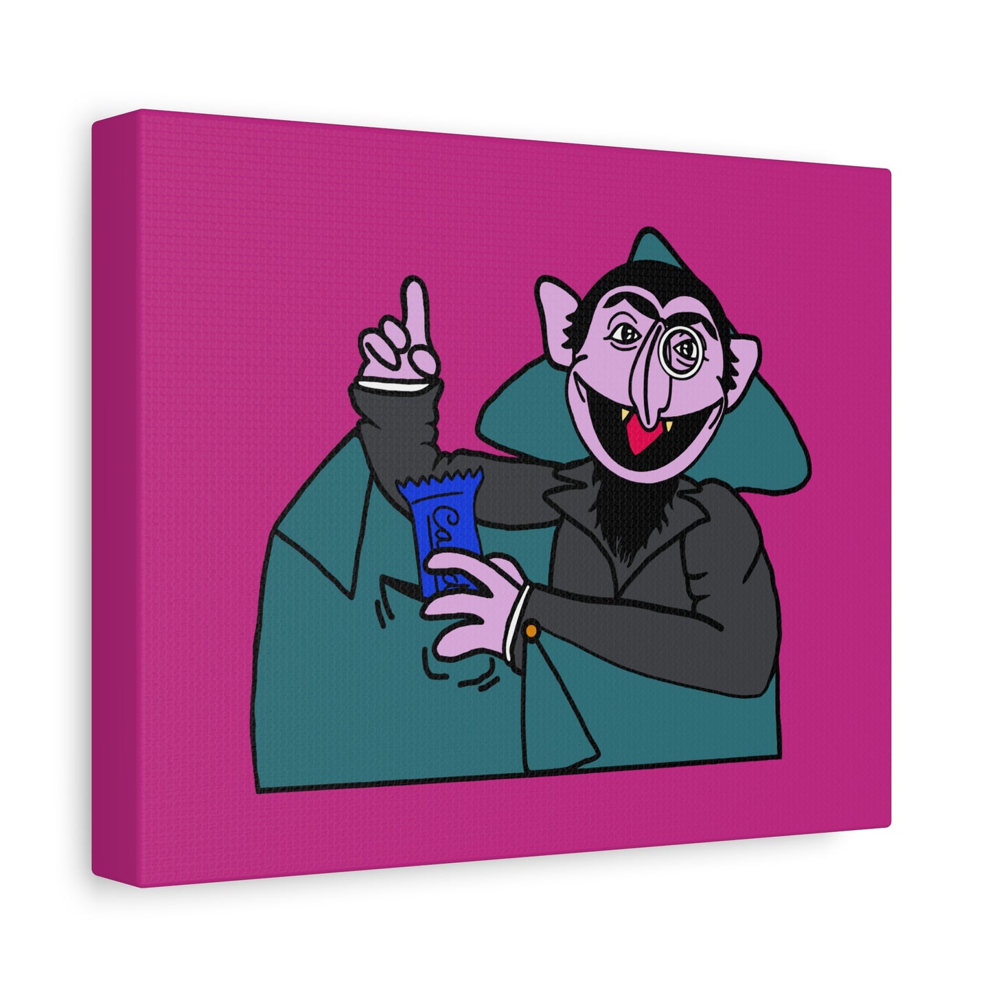 The Count Stealing Candy Canvas Print Pink - Sesame Street The Count Parody Art