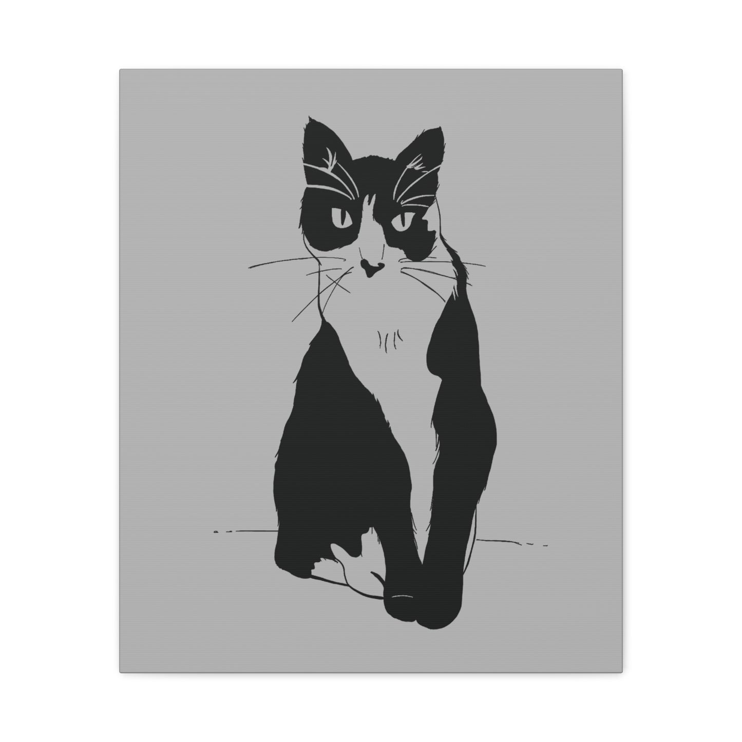 Cat Canvas Print on Grey (Transparent Style Cat) - Cat Drawing Art