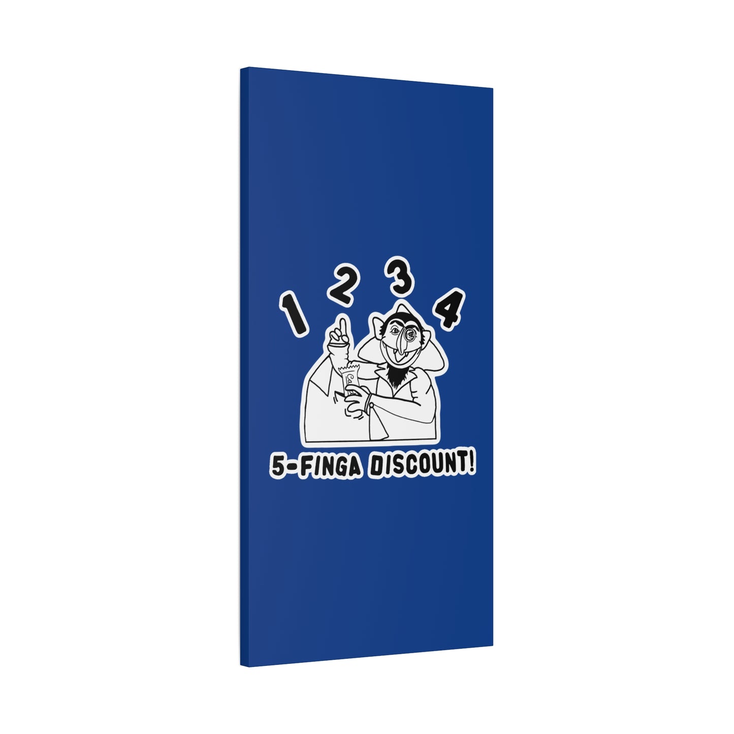 Five Finger Discount Outline Canvas Print Dark Blue - Sesame Street The Count Parody Art Print