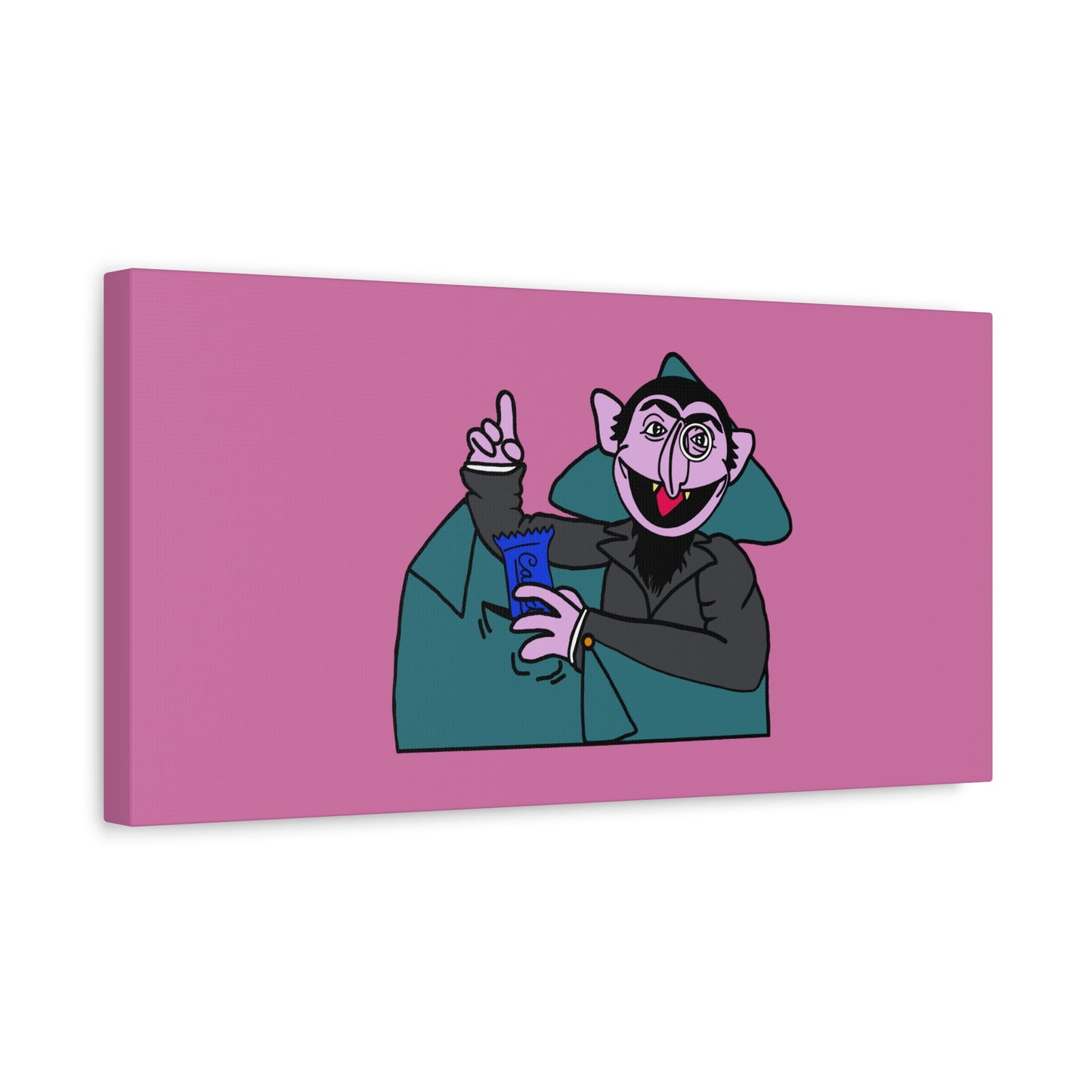 The Count Stealing Candy Canvas Print Light Pink - Sesame Street The Count Parody Art