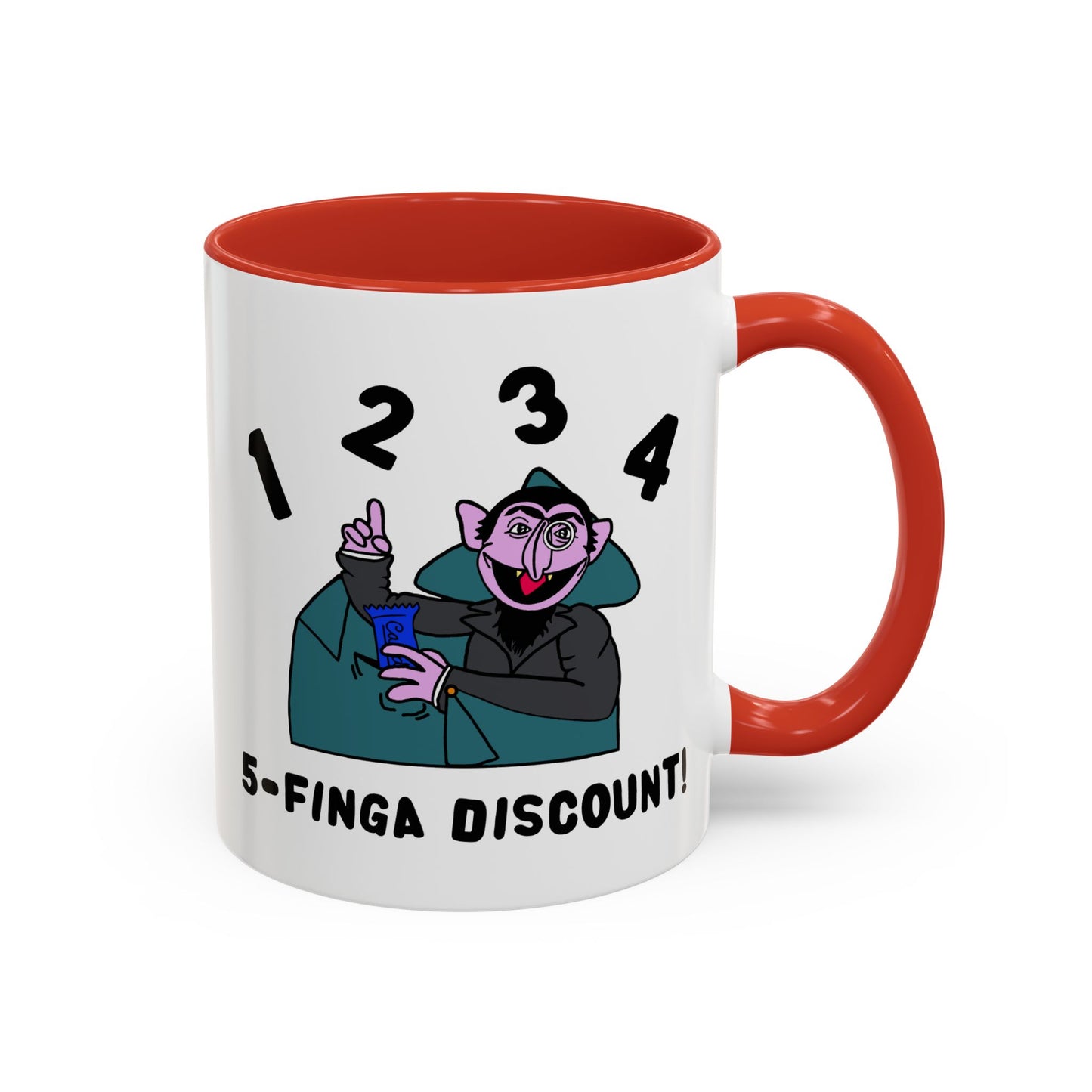 Five Finger Discount Accent Coffee Mug - Sesame Street The Count Parody Coffee Mug