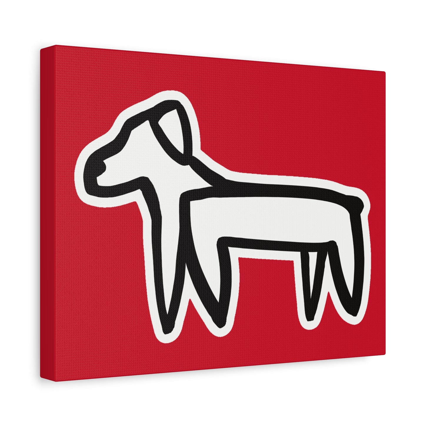 Dog Canvas Print on Red (Sticker Style White Dog) - Dog Art Print
