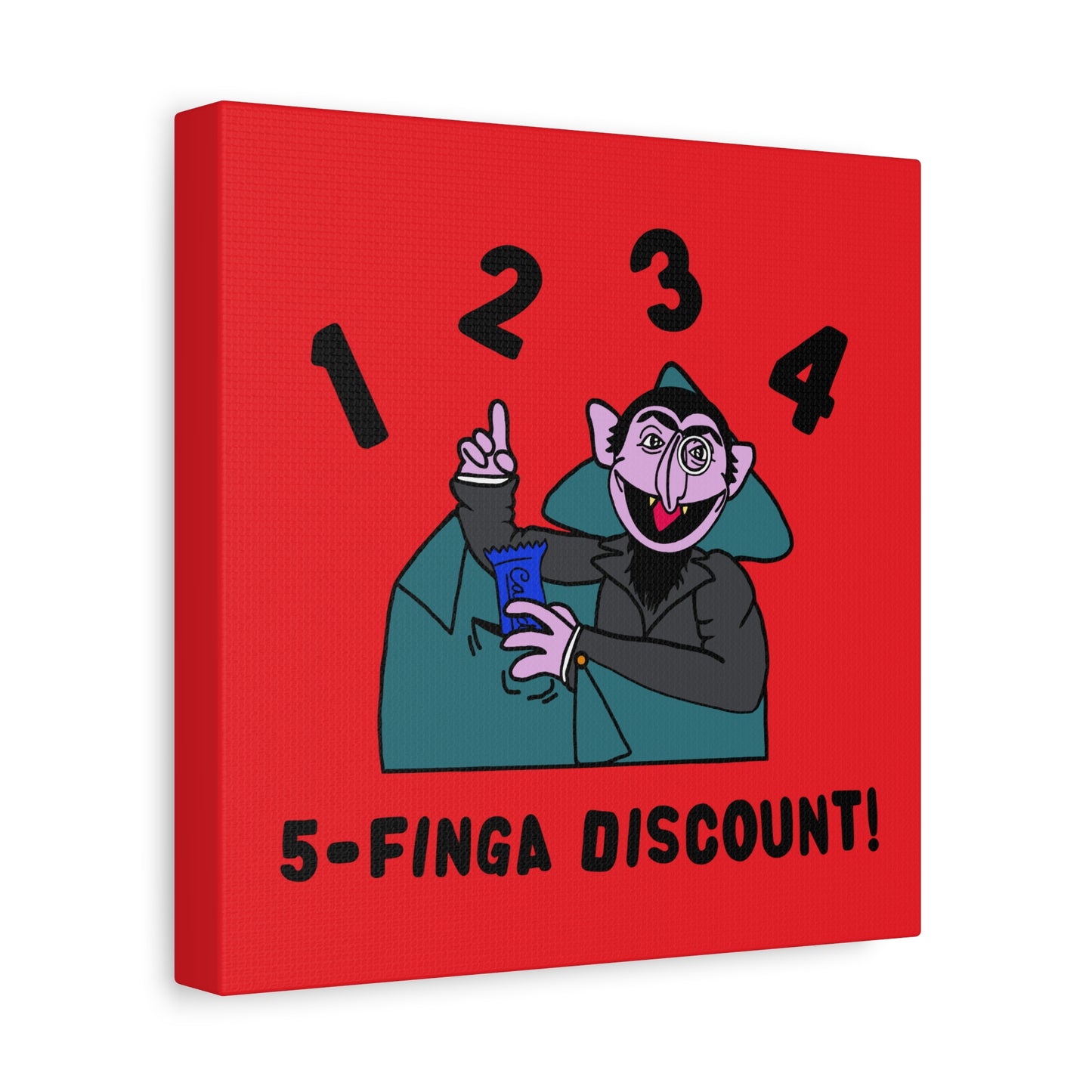 Five Finger Discount Canvas Print Red - Sesame Street The Count Parody Art Print