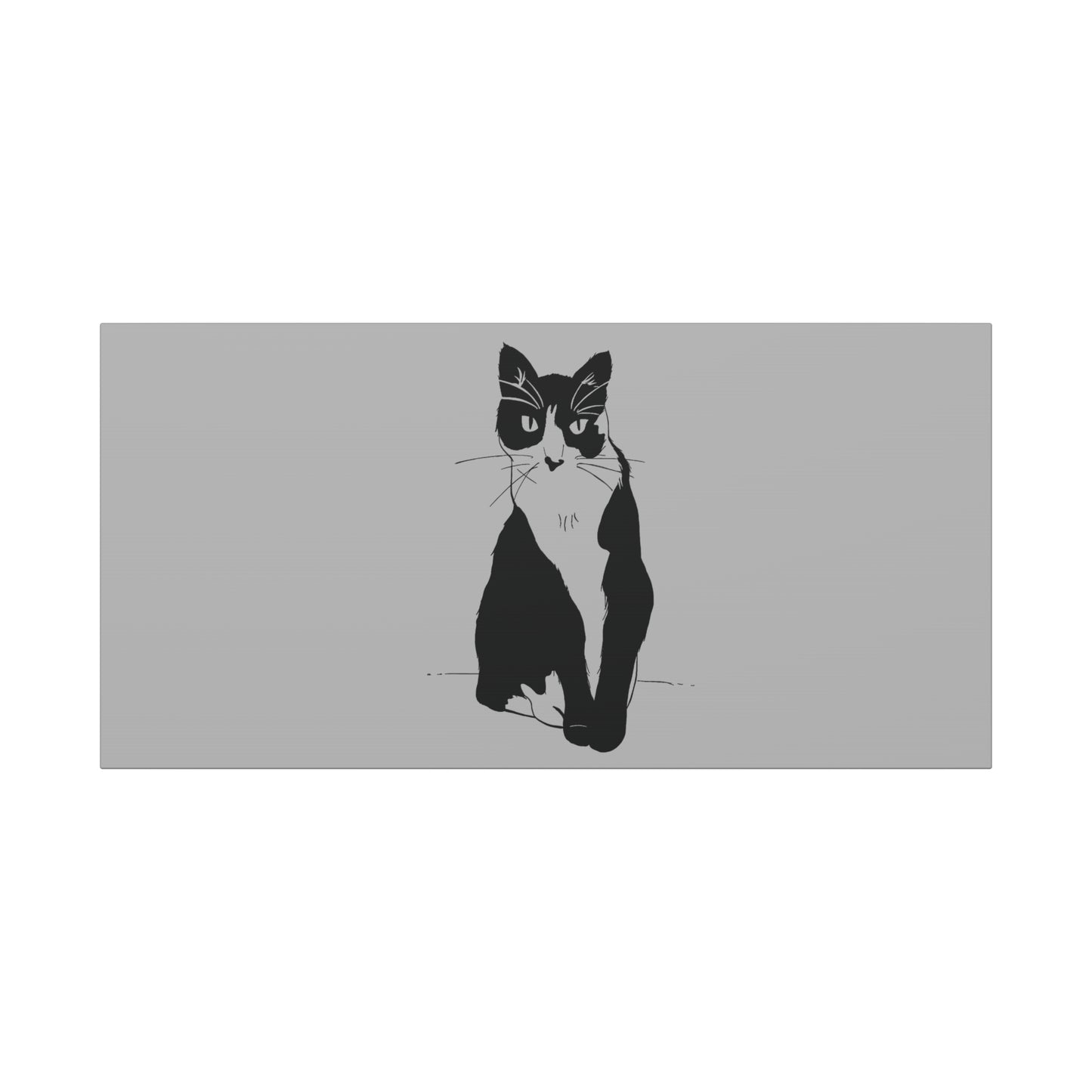 Cat Canvas Print on Grey (Transparent Style Cat) - Cat Drawing Art