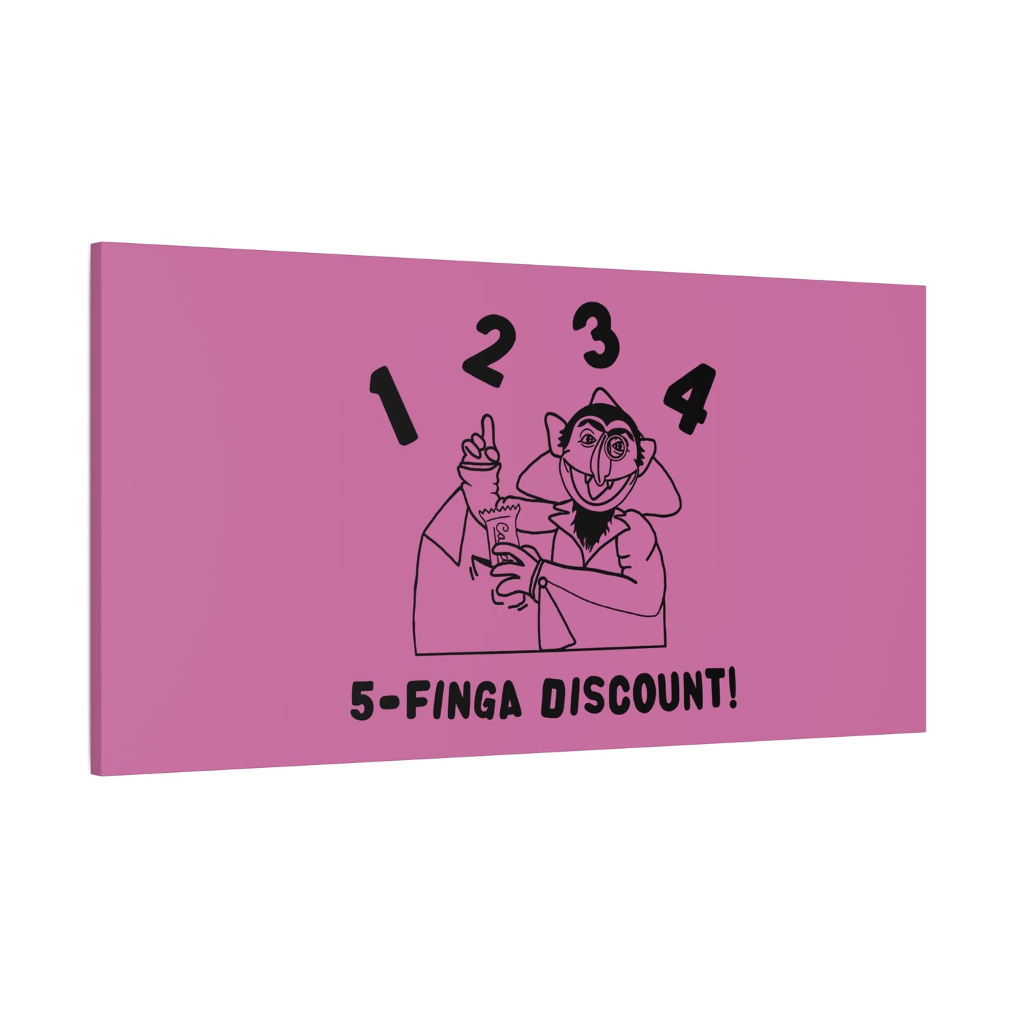Five Finger Discount Outline Canvas Print Light Pink - Sesame Street The Count Parody Art Print