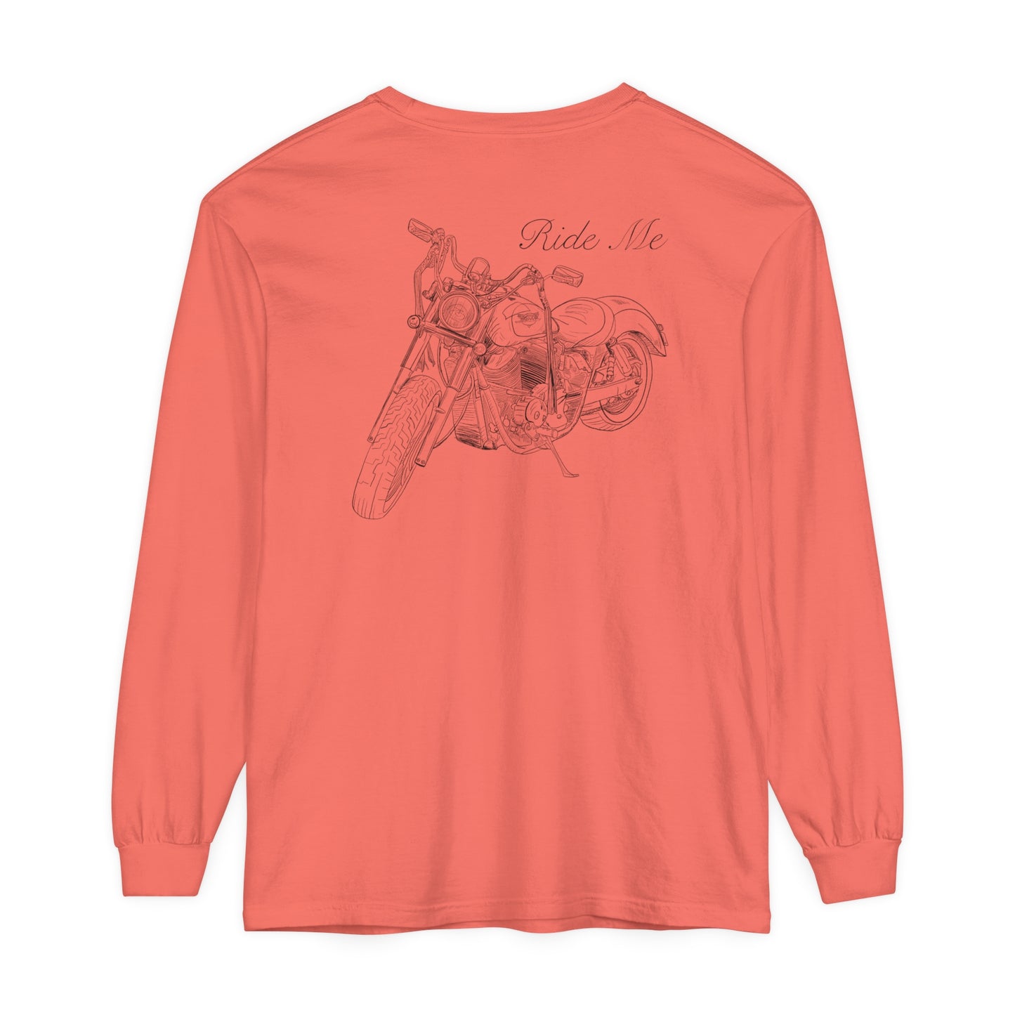 Ride Me Motorcycle Long Sleeve Tee Back Design