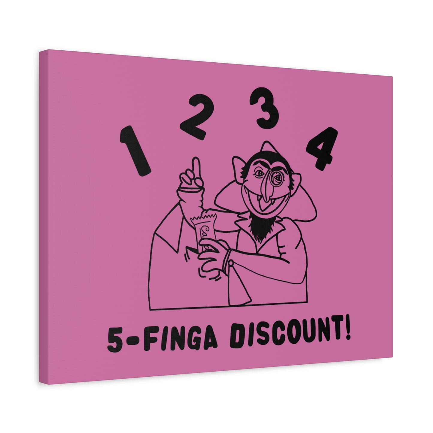 Five Finger Discount Outline Canvas Print Light Pink - Sesame Street The Count Parody Art Print