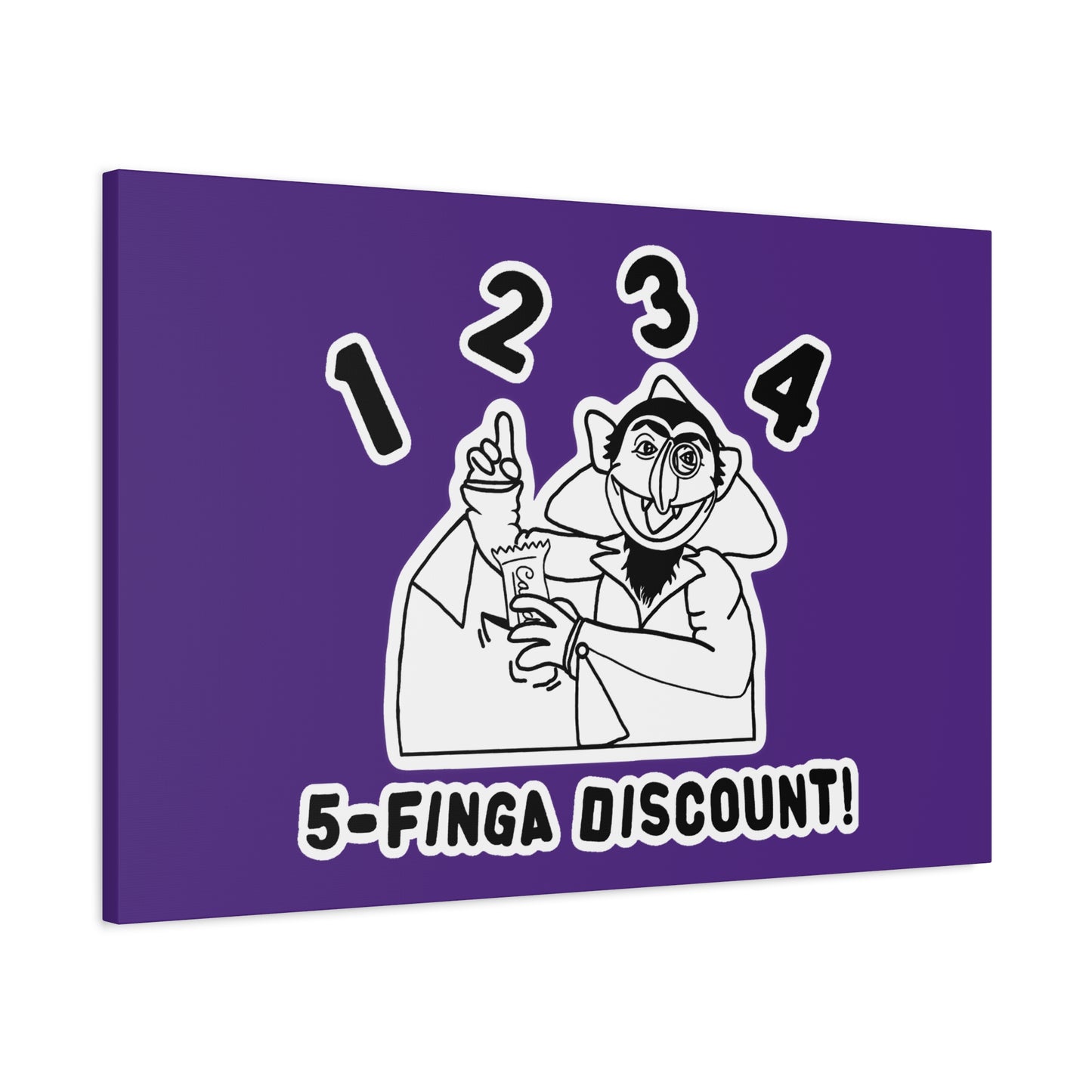 Five Finger Discount Outline Canvas Print Purple - Sesame Street The Count Parody Art Print