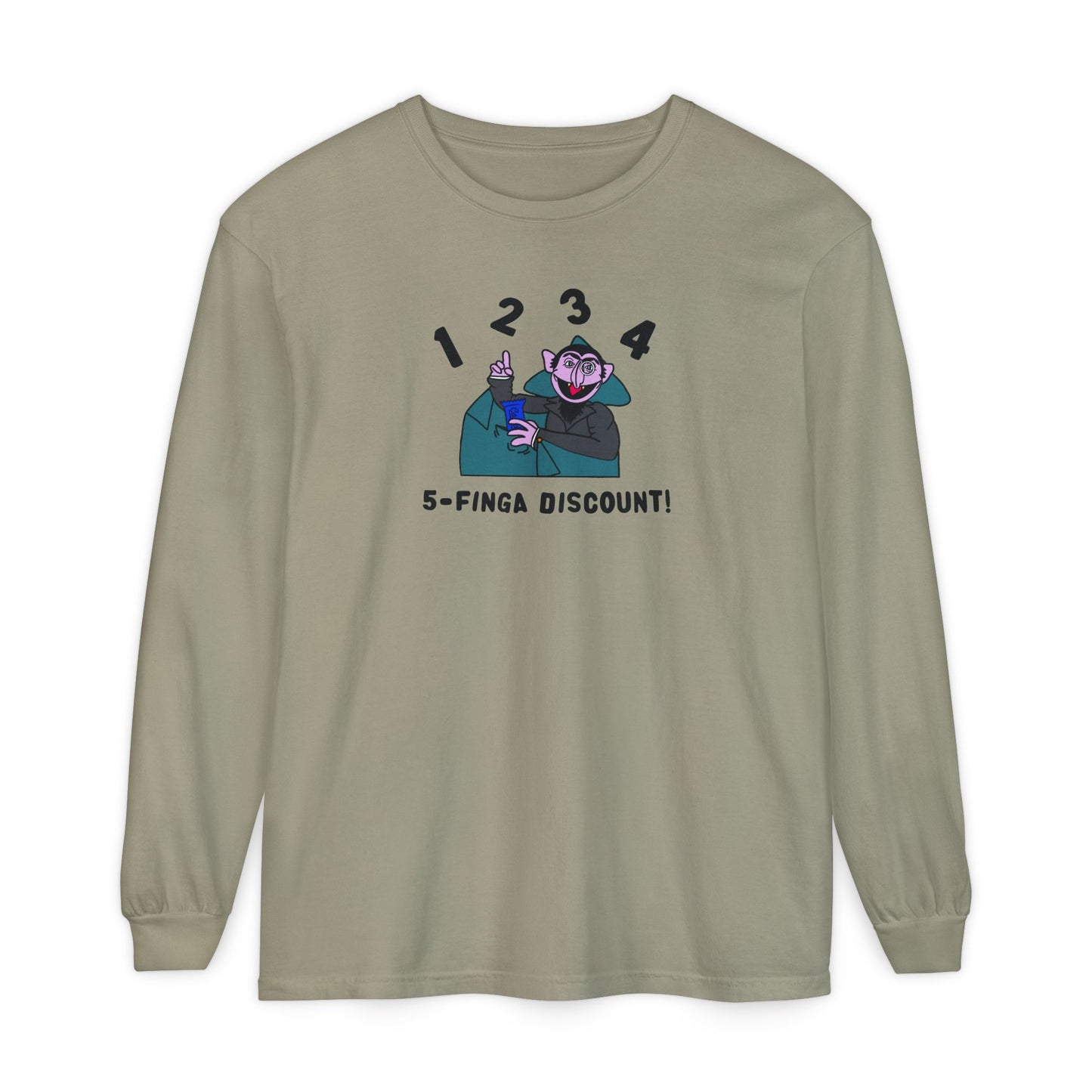 Five Finger Discount Long Sleeve Tee - Sesame Street The Count 5-Finger Discount Shirt