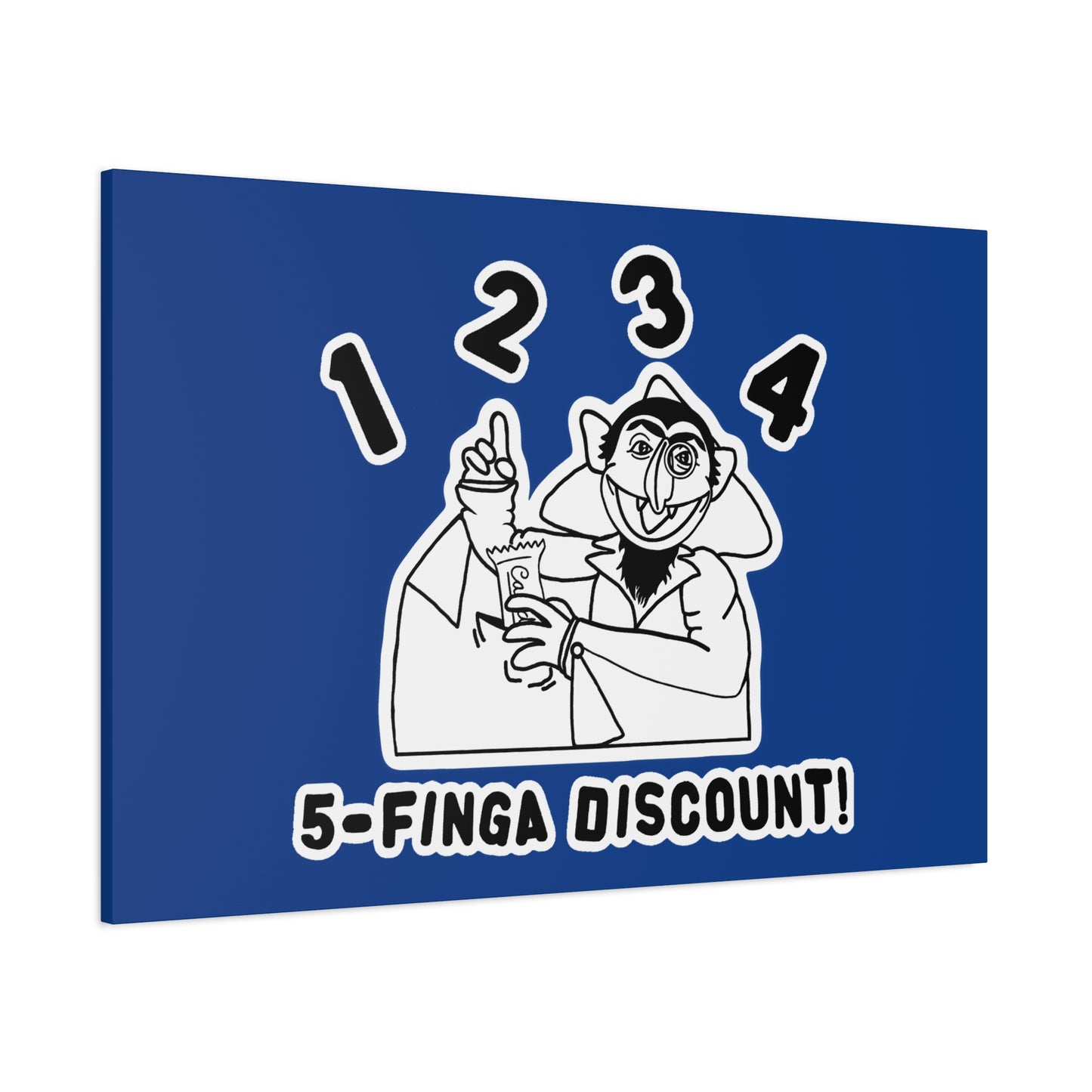 Five Finger Discount Outline Canvas Print Dark Blue - Sesame Street The Count Parody Art Print