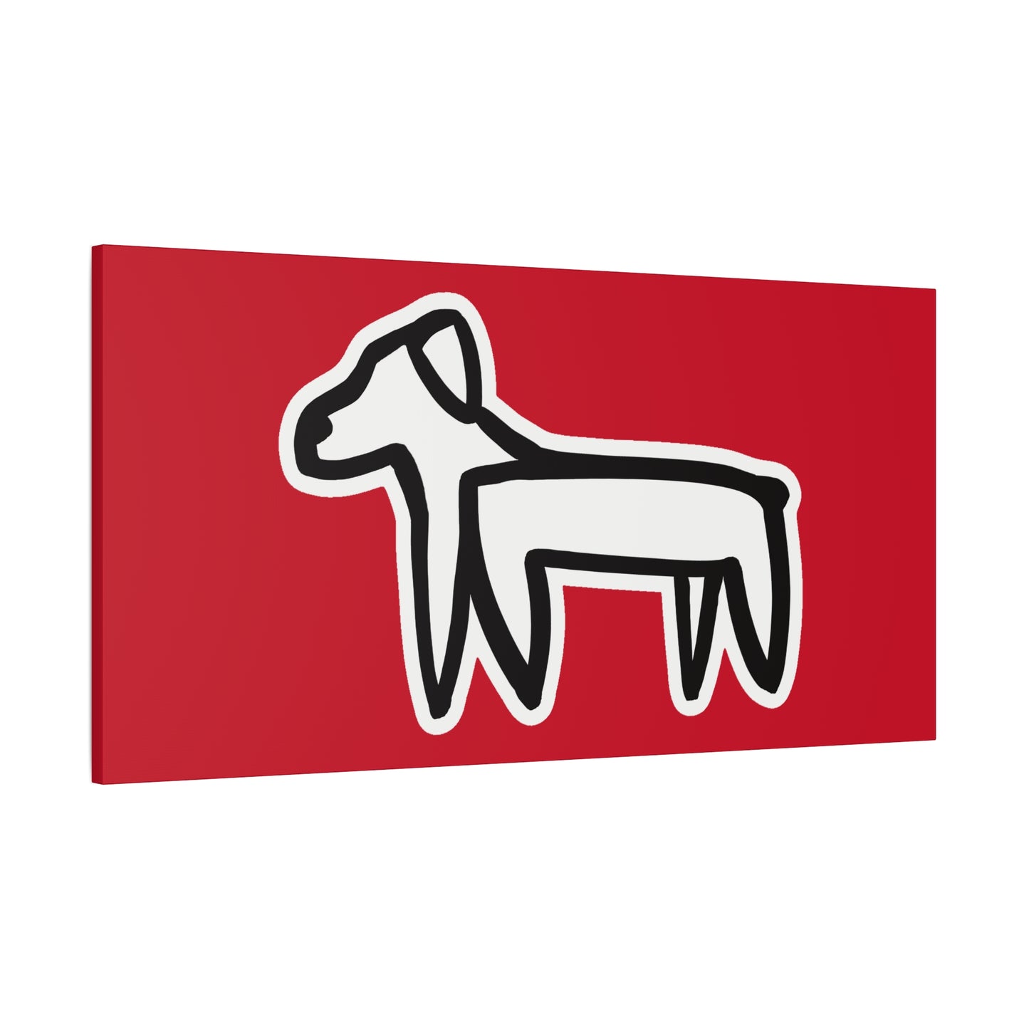 Dog Canvas Print on Red (Sticker Style White Dog) - Dog Art Print
