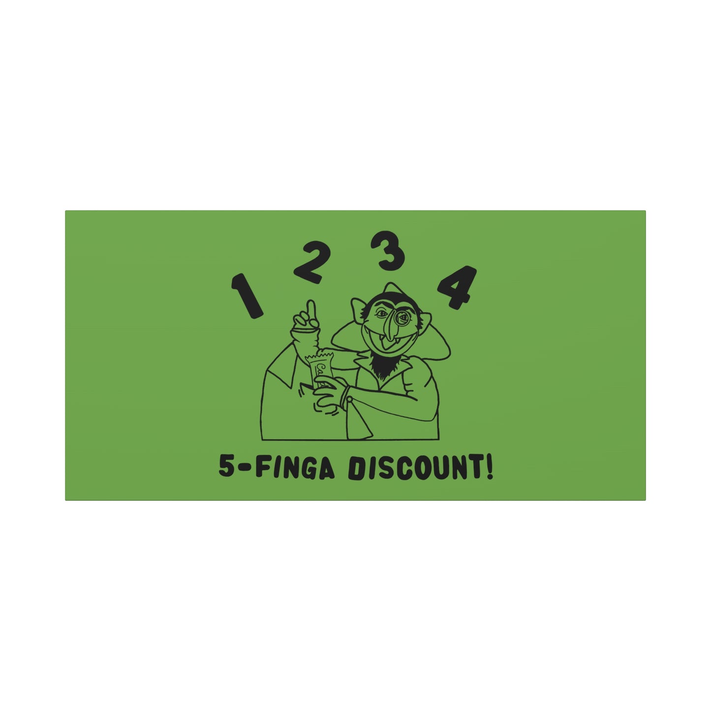 Five Finger Discount Outline Canvas Print Green - Sesame Street The Count Parody Art Print