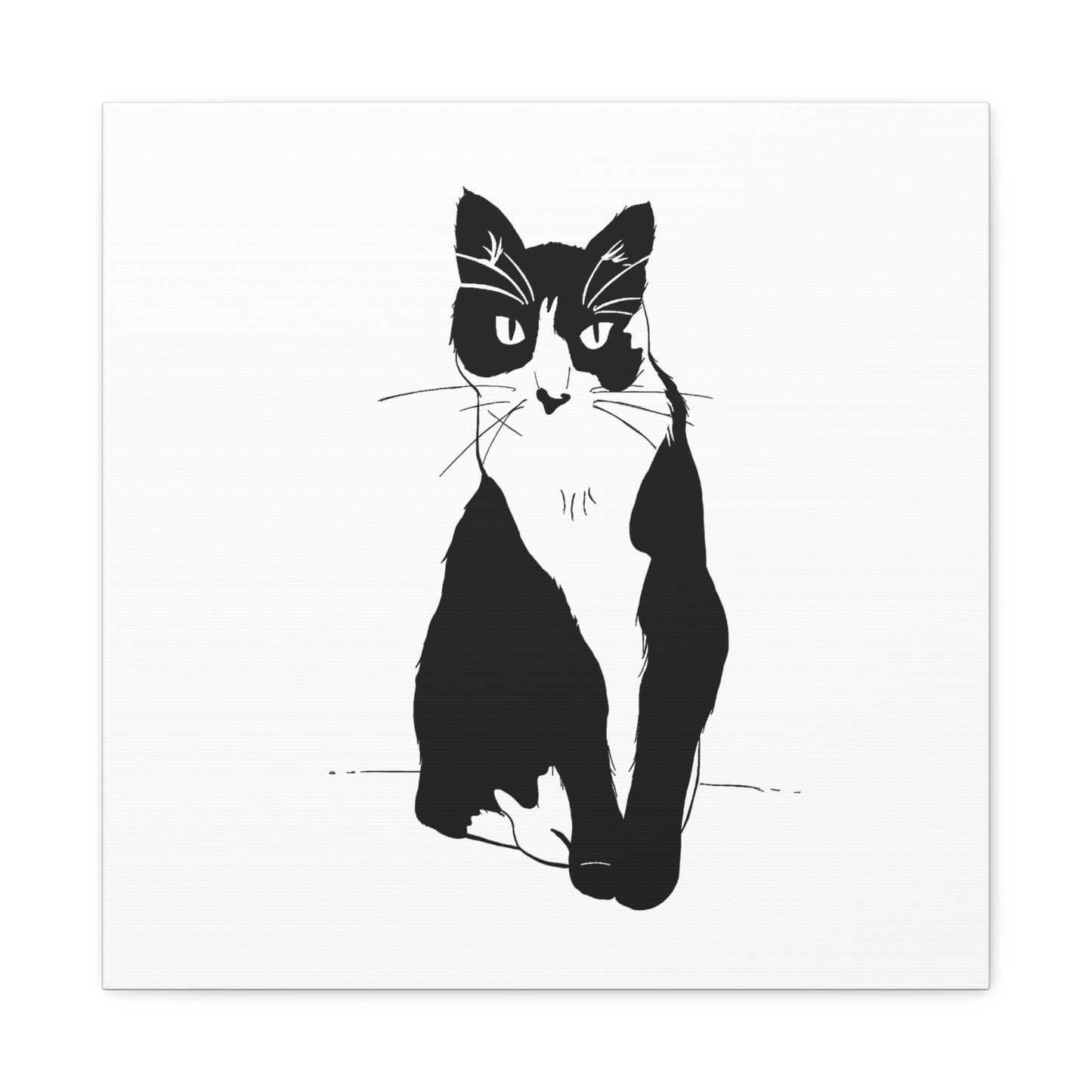 Cat Canvas Print on White (Transparent Style Cat) - Cat Drawing Art