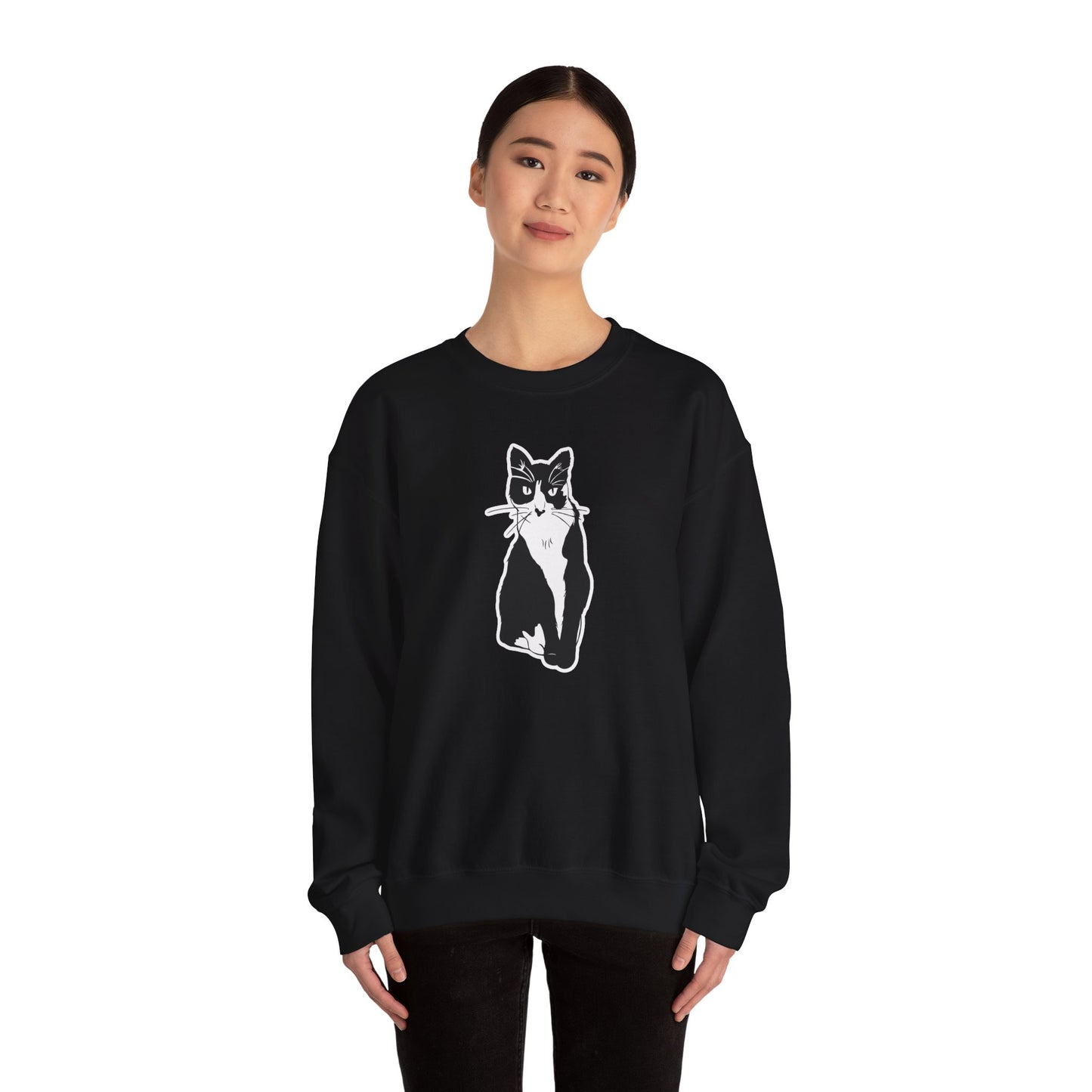Cat Sweatshirt (Sticker Style Cat) - Cat Drawing Sweatshirt