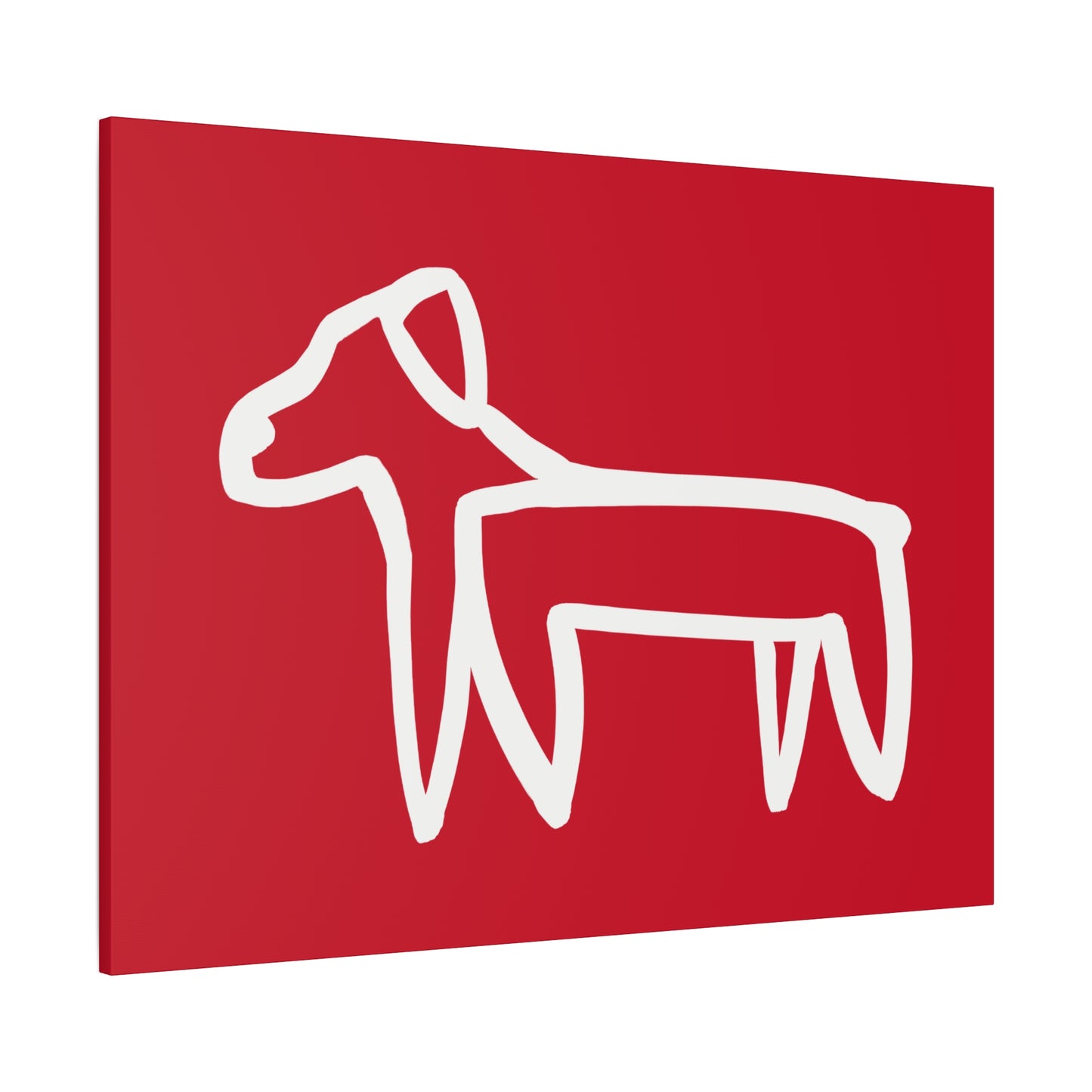Dog Canvas Print on Red (Transparent Style White Dog) - Dog Art Print