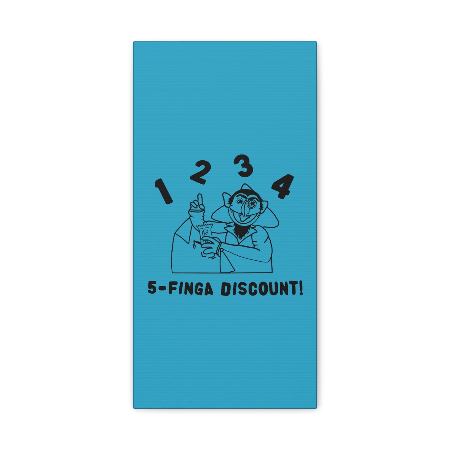 Five Finger Discount Outline Canvas Print Turquoise - Sesame Street The Count Parody Art Print