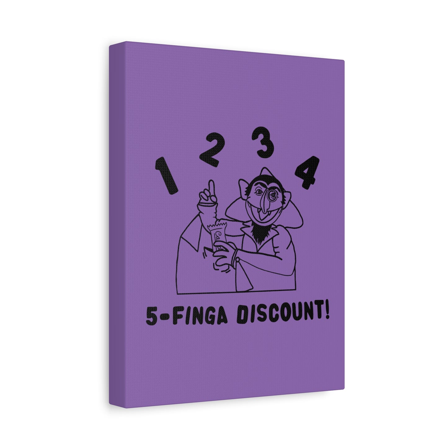 Five Finger Discount Outline Canvas Print Light Purple - Sesame Street The Count Parody Art Print