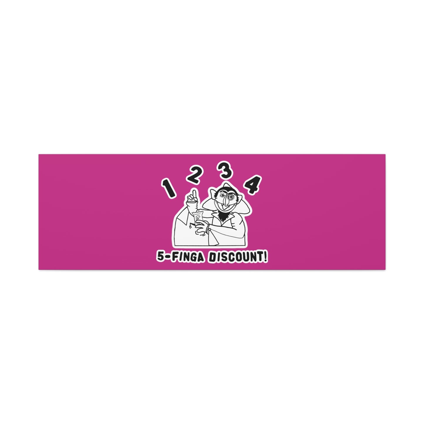 Five Finger Discount Outline Canvas Print Pink - Sesame Street The Count Parody Art Print