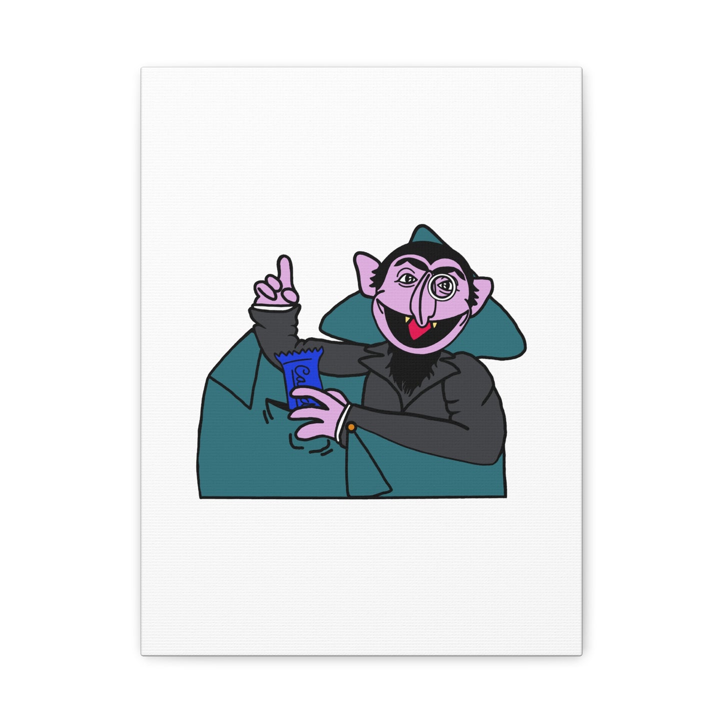 The Count Stealing Candy Canvas Print White - Sesame Street The Count Parody Art