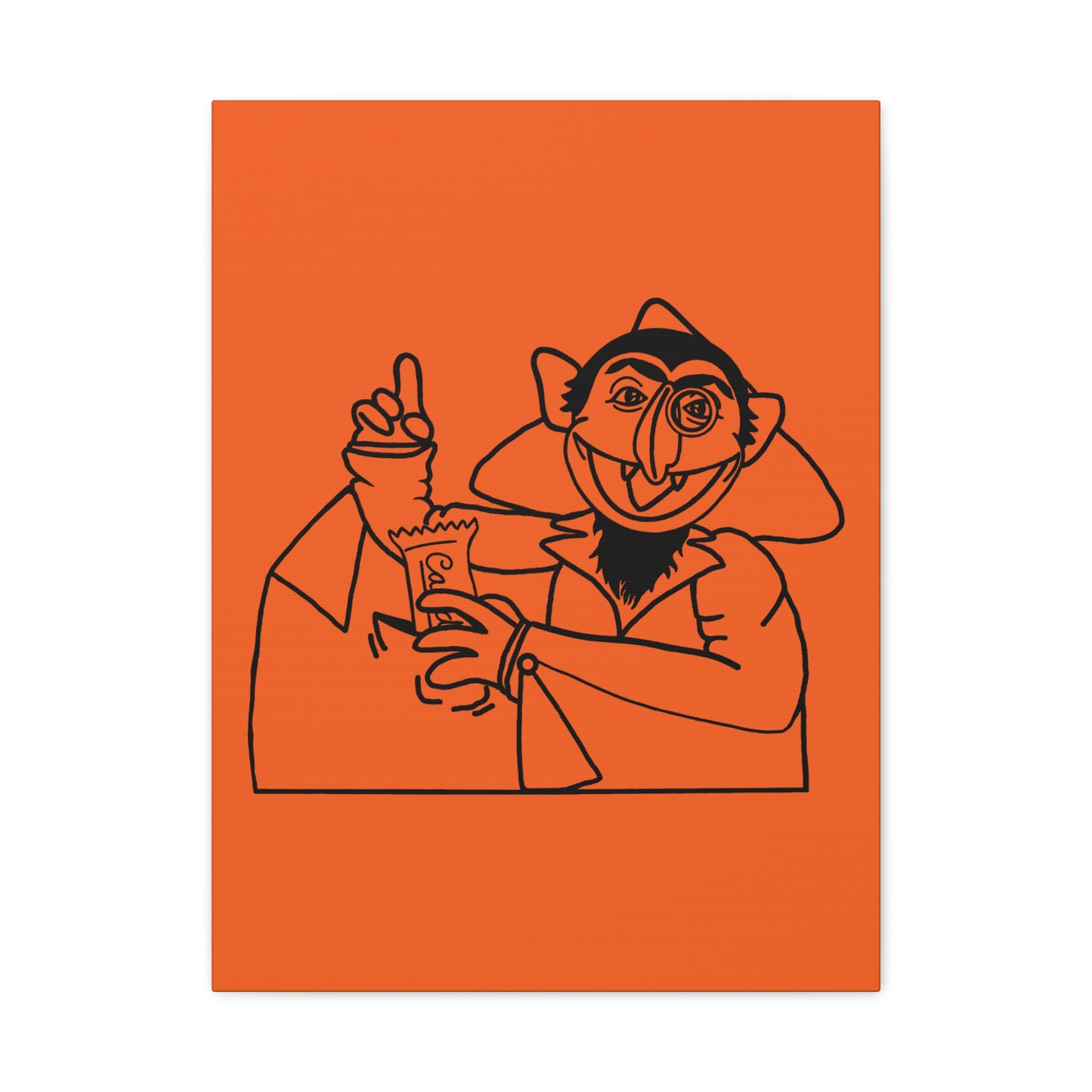 The Count Stealing Candy Outline Canvas Print Orange - Sesame Street The Count Parody Art Print