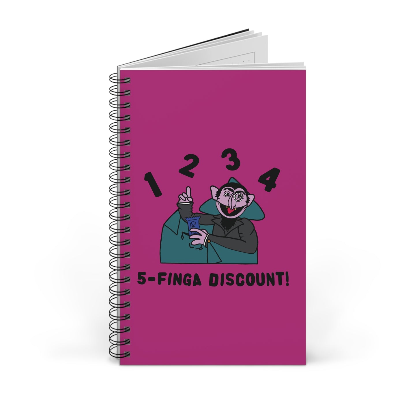 Five Finger Discount Notebook Pink - Sesame Street The Count Parody Notebook