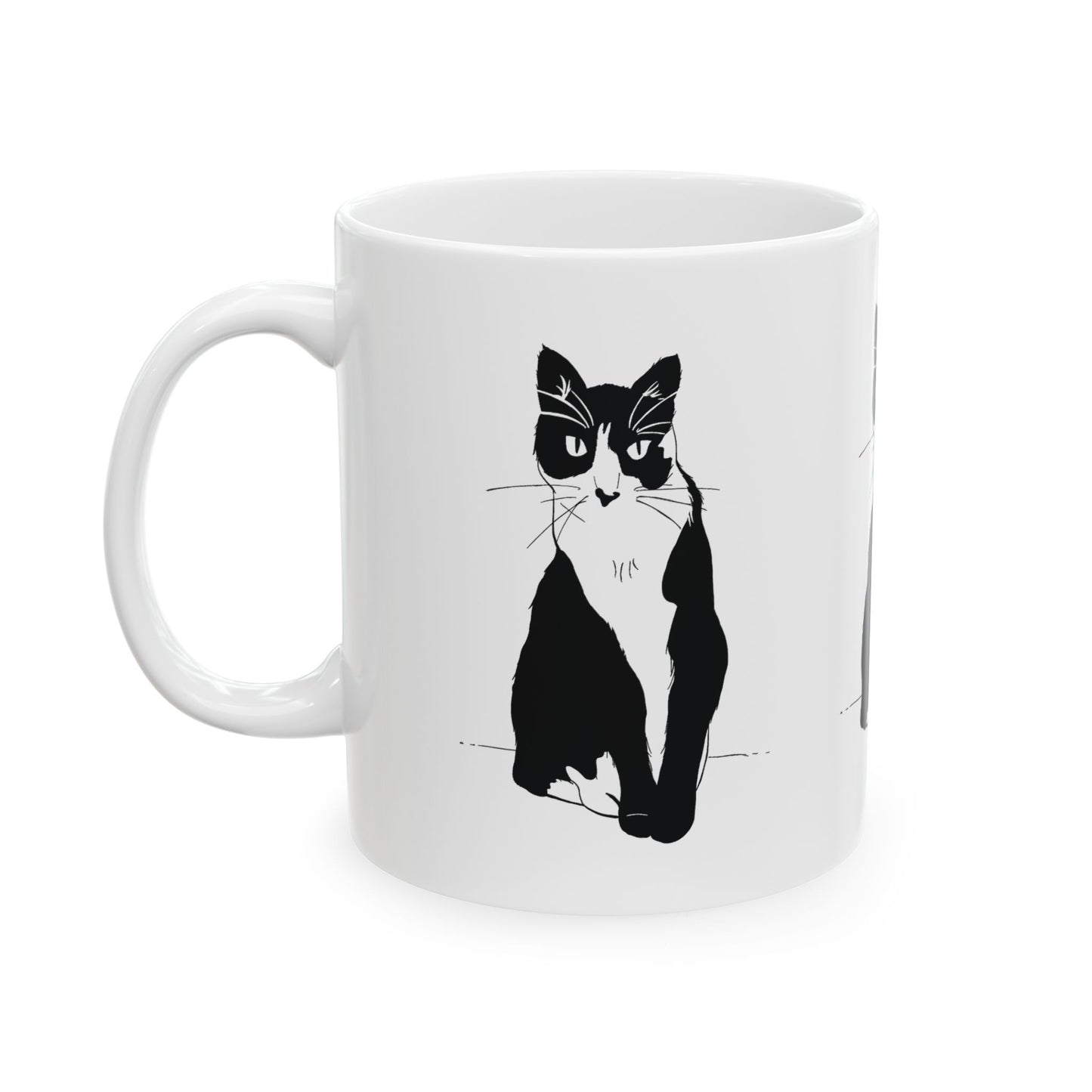 Three Cats Mug (Transparent Style Cat) - Three Cats Edition Cat Drawing Mug