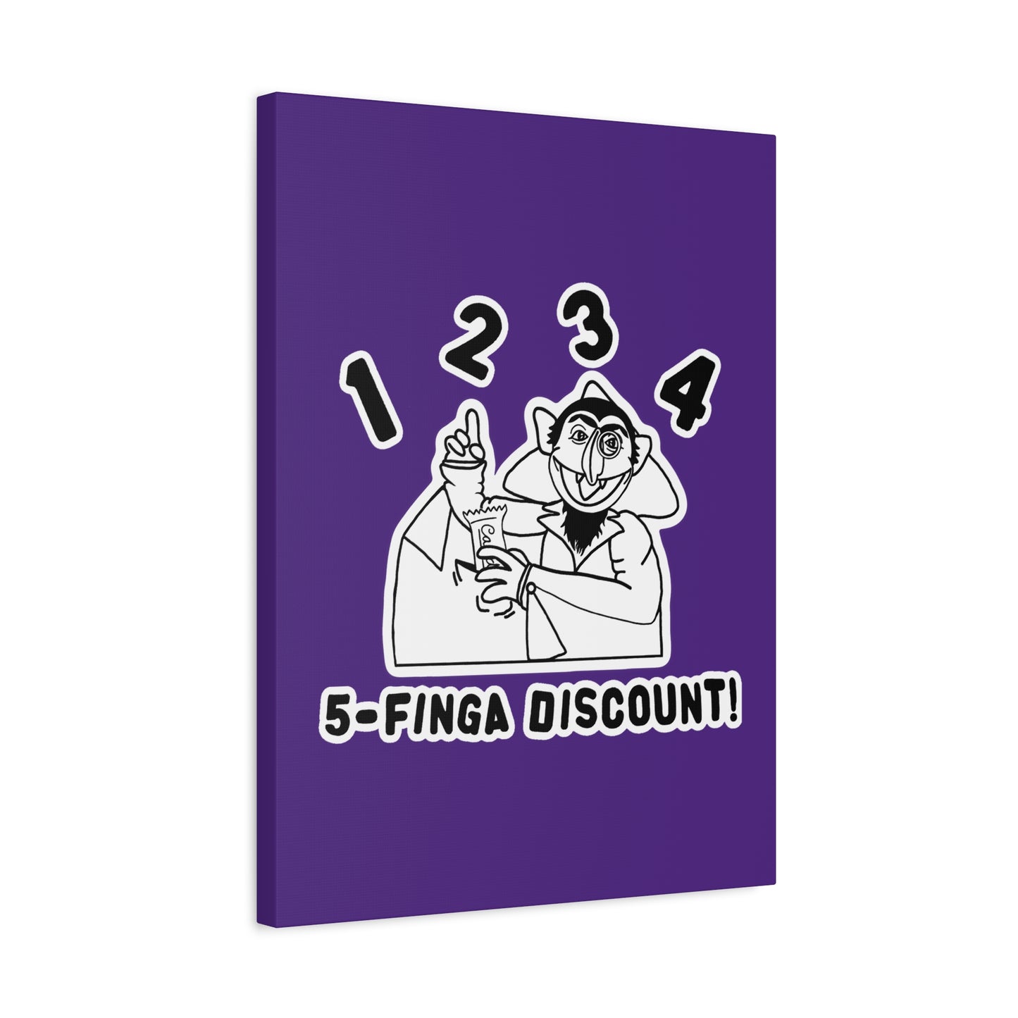 Five Finger Discount Outline Canvas Print Purple - Sesame Street The Count Parody Art Print