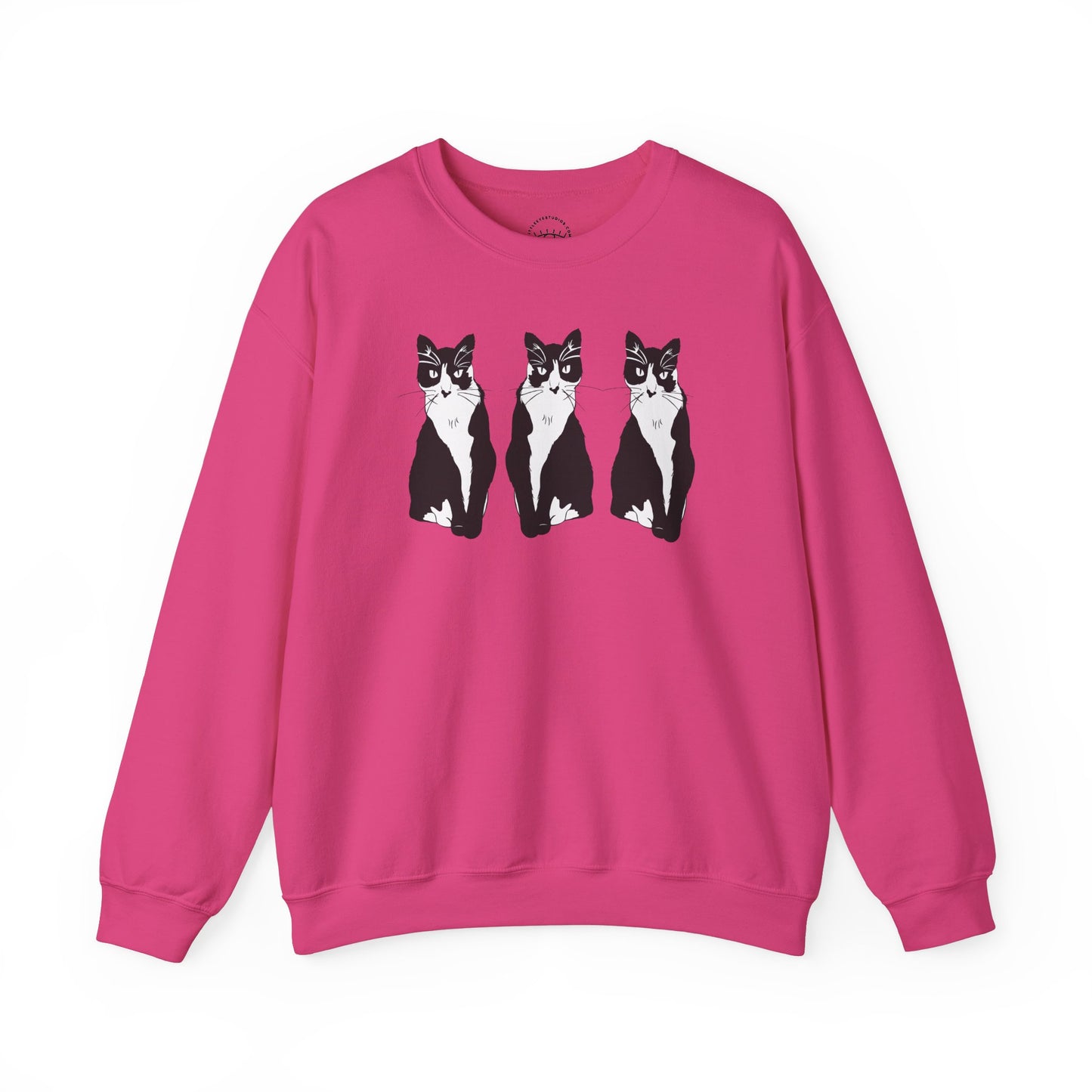 Cat x3 Sweatshirt (B&W Style Cat) - Cat Drawing Sweatshirt